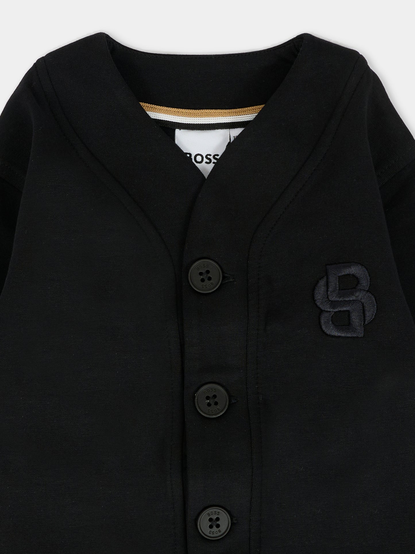 Cardigan nero per neonato con logo BB,Boss,J52722 09B