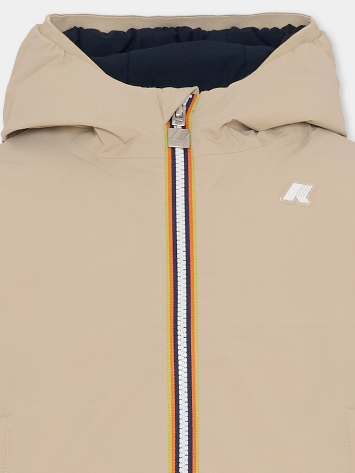 Piumino reversibile P. Jack St Warm beige per bambino con logo,K-way,K71337W B2A