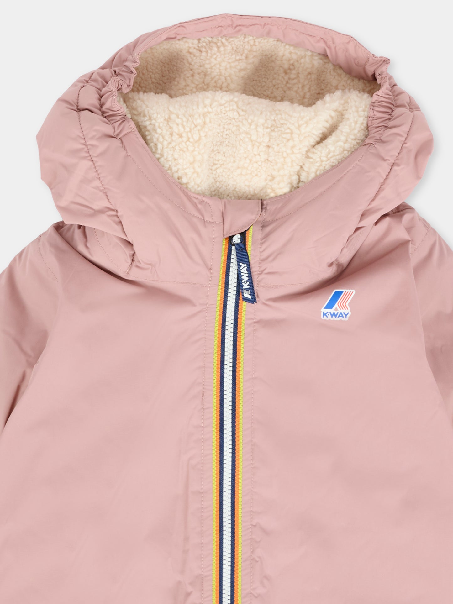 Giubbotto rosa Claudine Orsetto per neonata con logo,K-way,K7142RW WDV