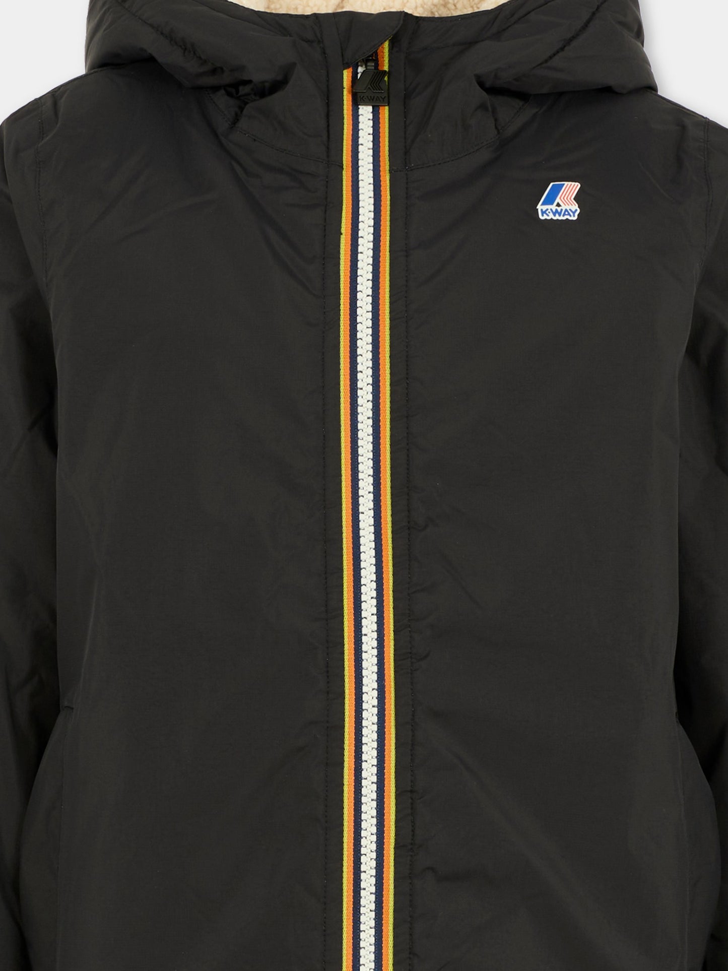 Giubbotto nero Eiffel Orsetto per bambini con logo,K-way,K7142UW USY