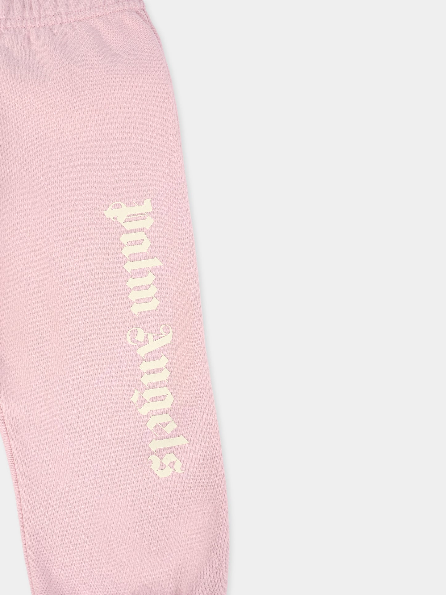 Pantaloni rosa per neonata con logo,Palm Angels,PGXD002F25FLE0013C03