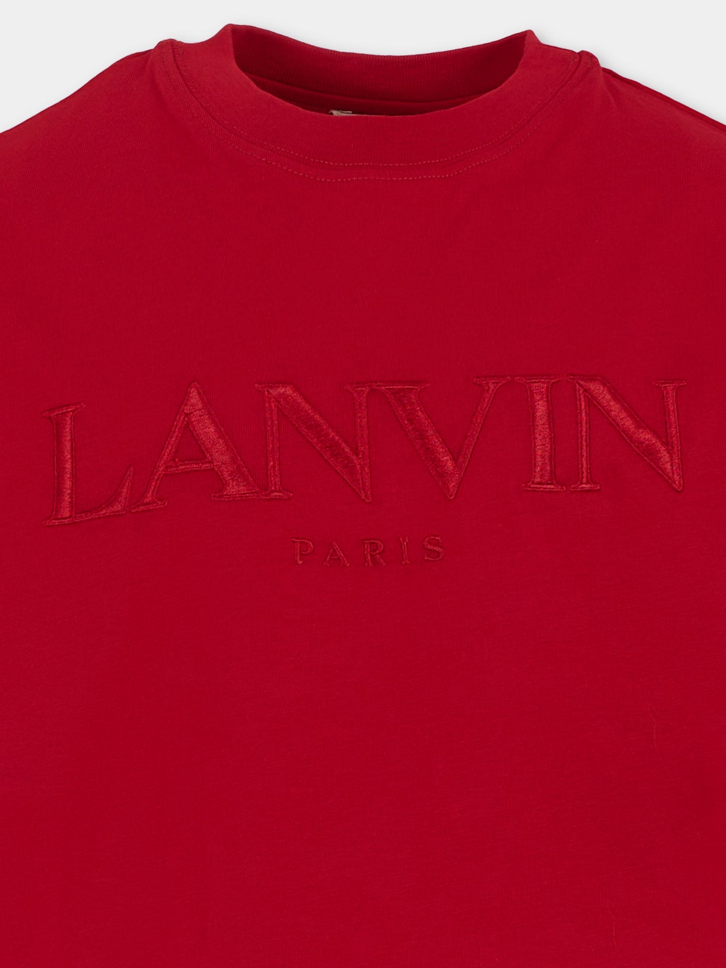 T-shirt rossa per bambina con logo ricamato,Lanvin Petite,N30280 959