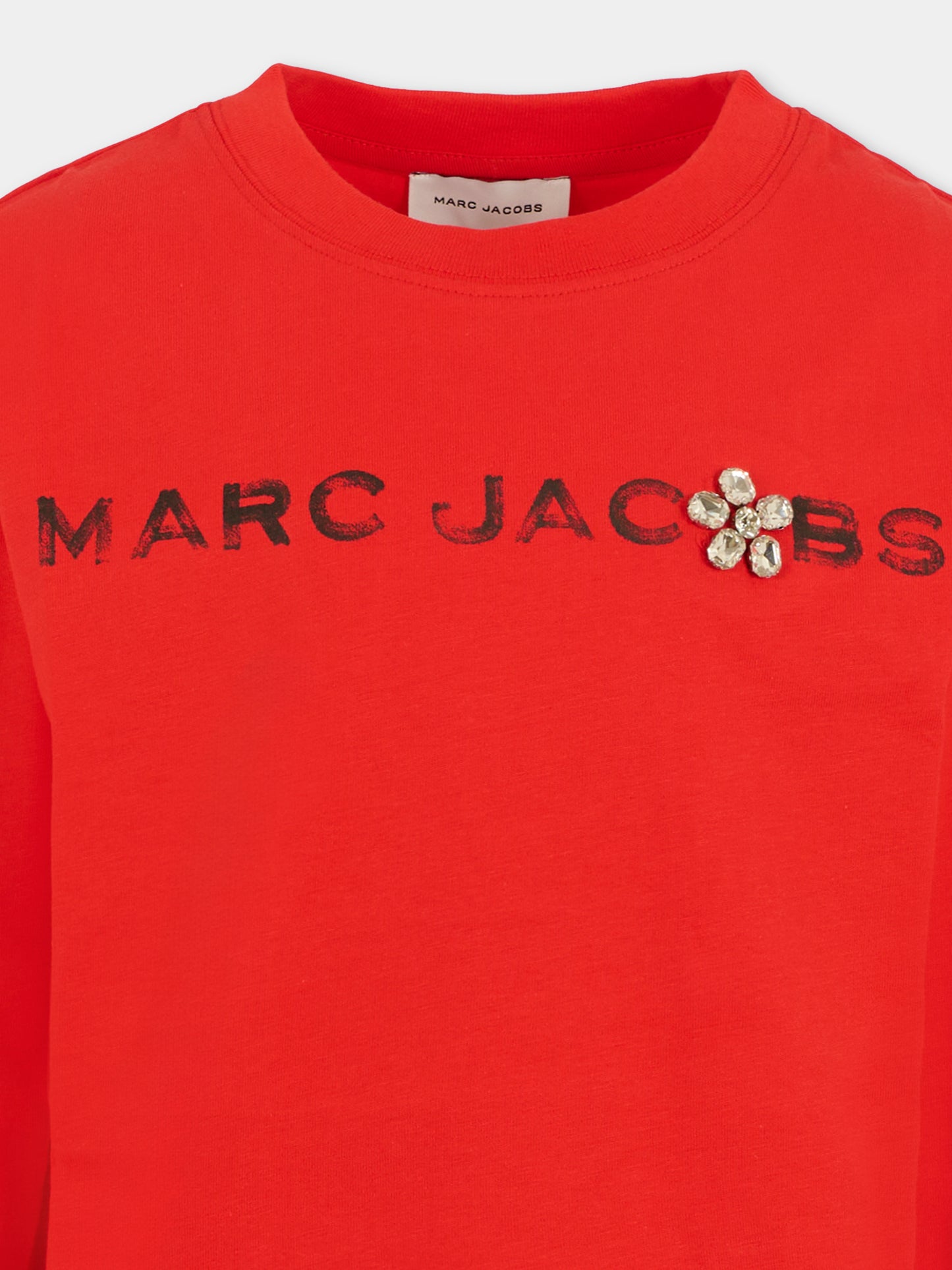 T-shirt rossa per bambina con logo e fiore,Marc Jacobs,W60587 97E