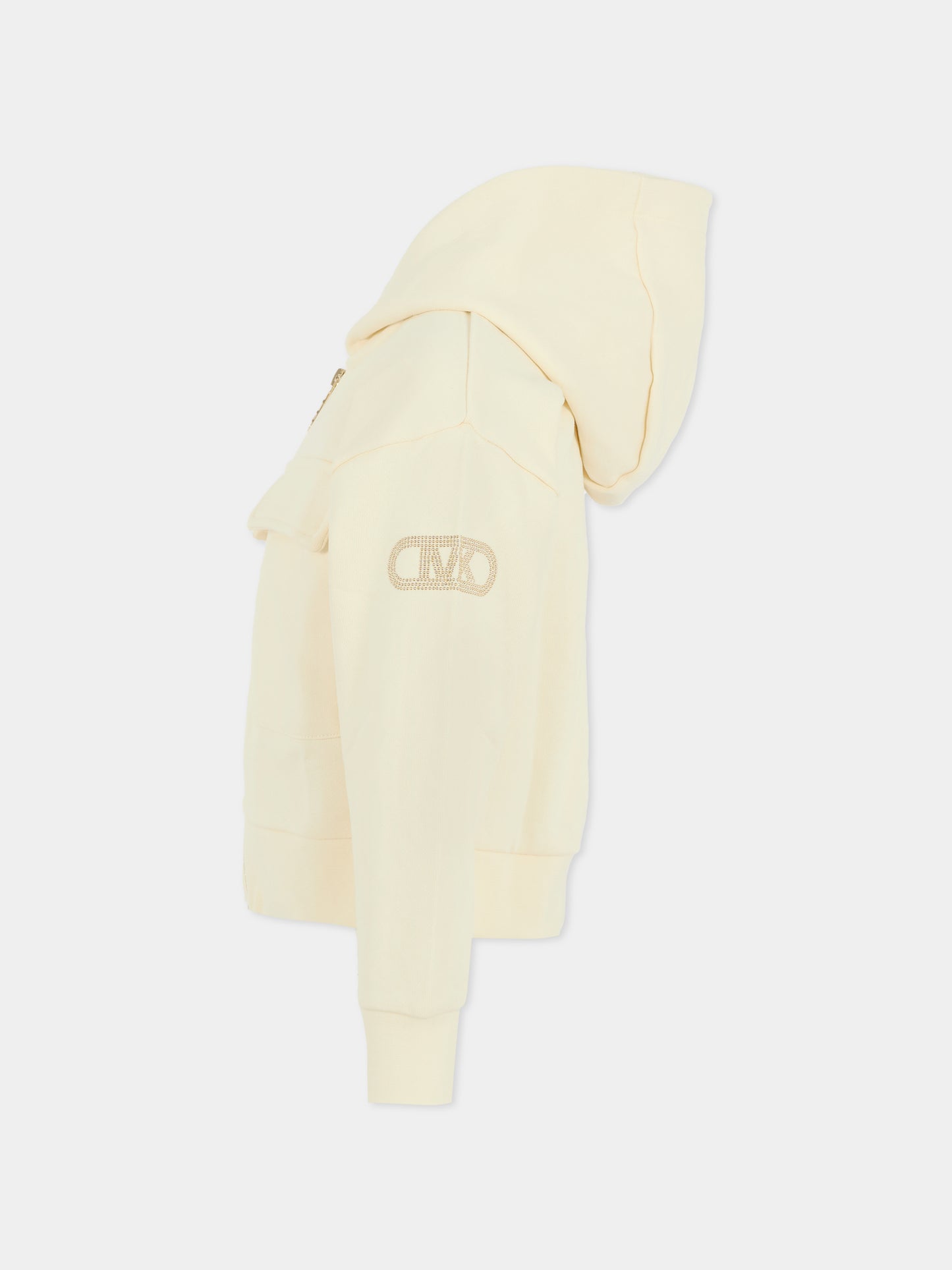 Felpa avorio per bambina con logo,Michael Kors,R30471 190