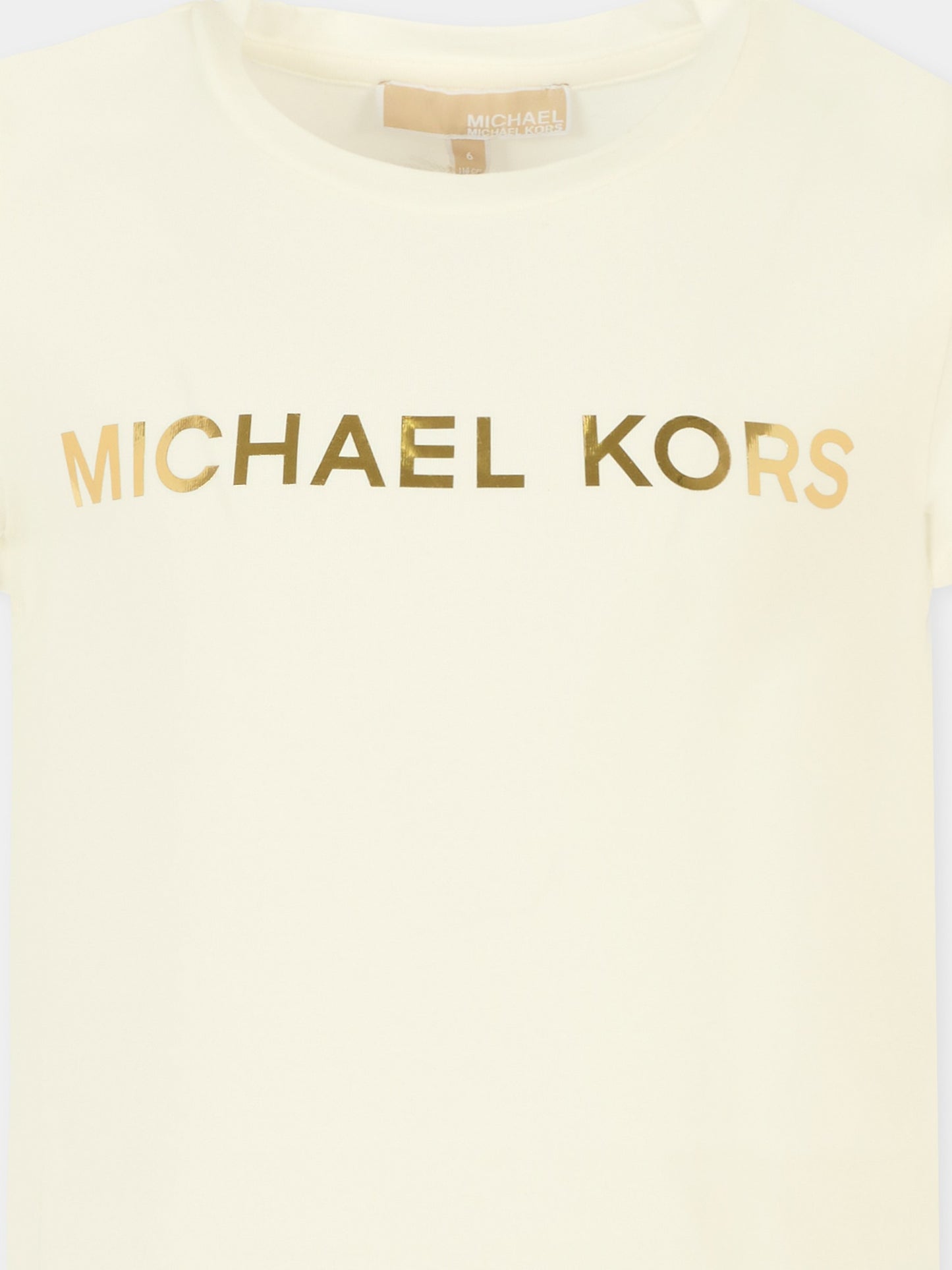 T-shirt avorio per bambina con logo,Michael Kors,R30492 117
