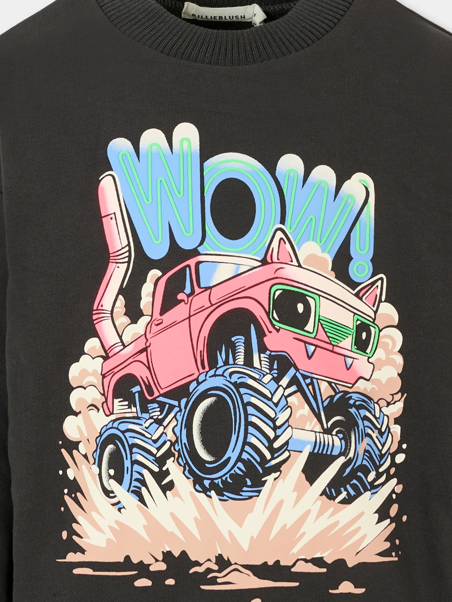 Felpa grigia per bambino con stampa automobile,Billieblush,U21175 062