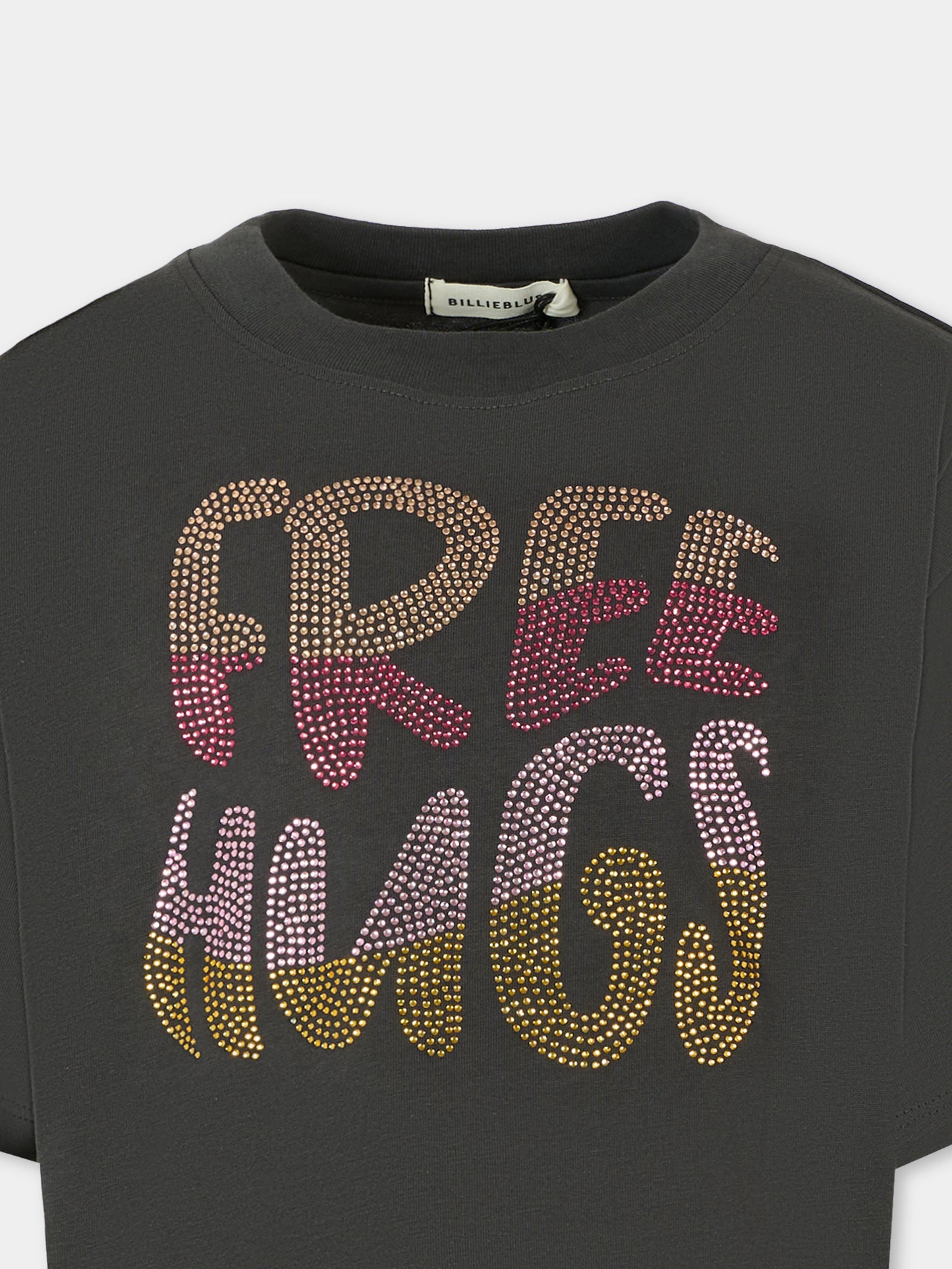 T-shirt girigia per bambina con scritta,Billieblush,U21227 062