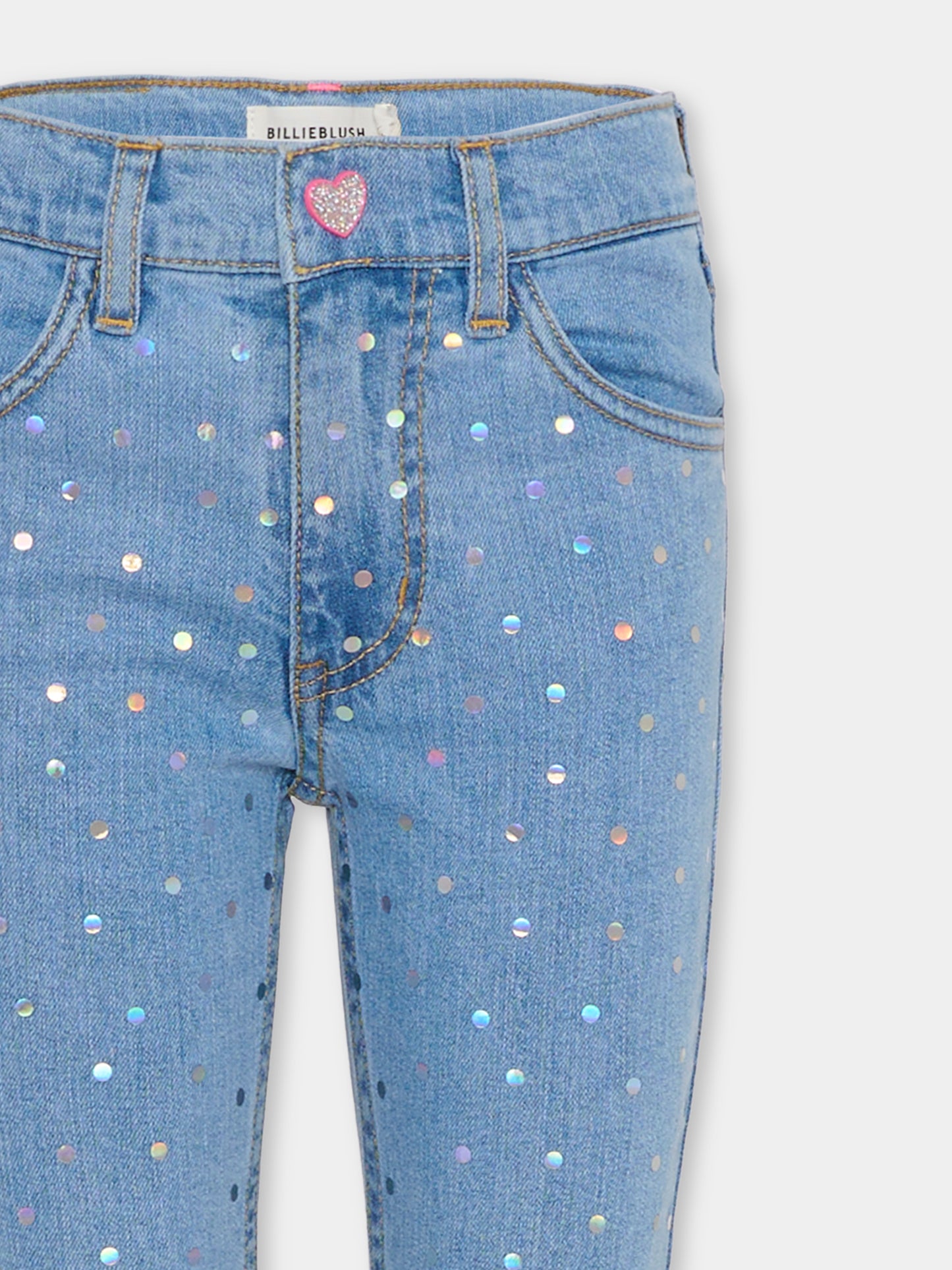 Jeans denim per bambina con pois,Billieblush,U21328 Z13