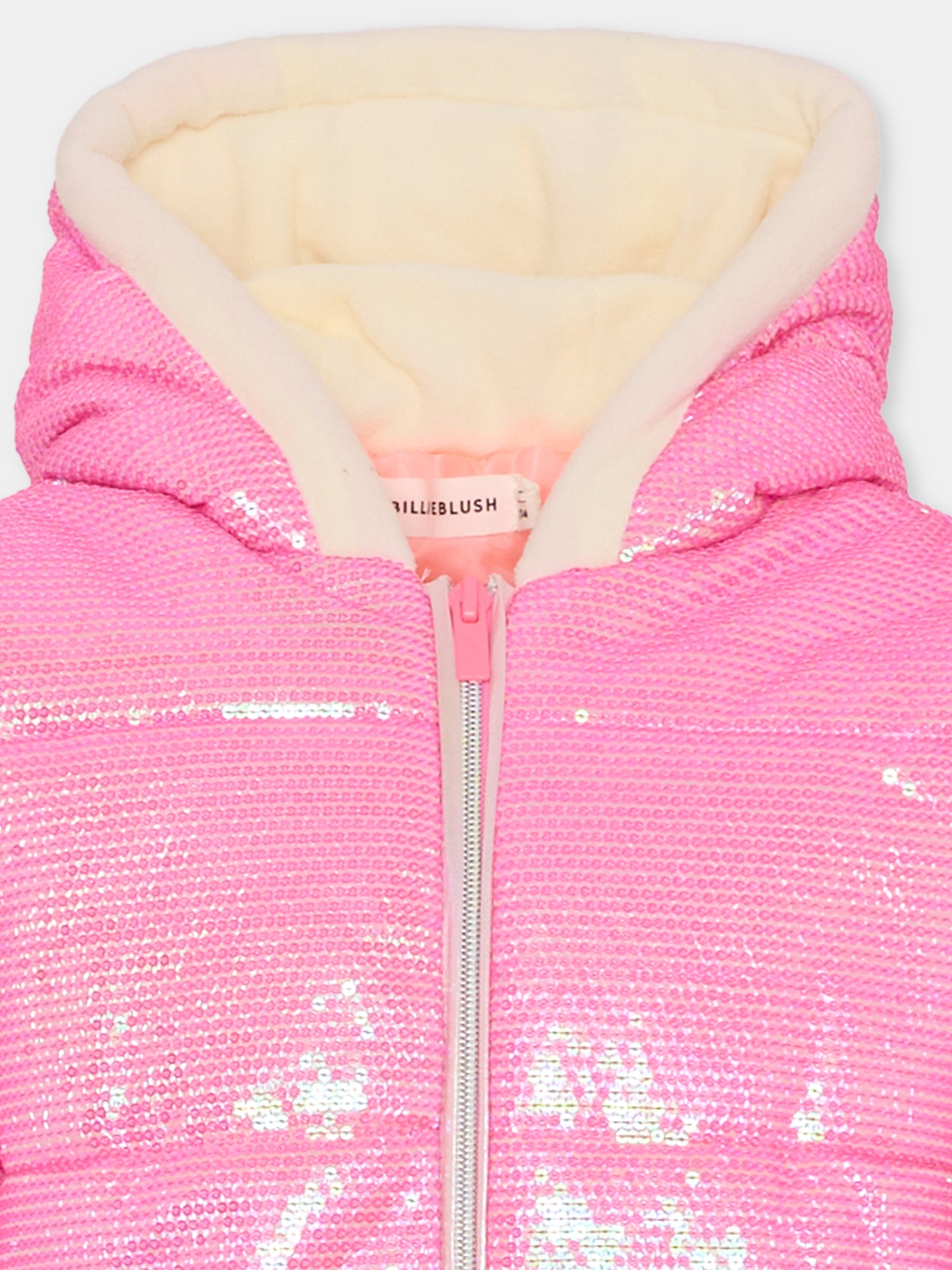 Piumino rosa per bambina con paillettes,Billieblush,U21374 473