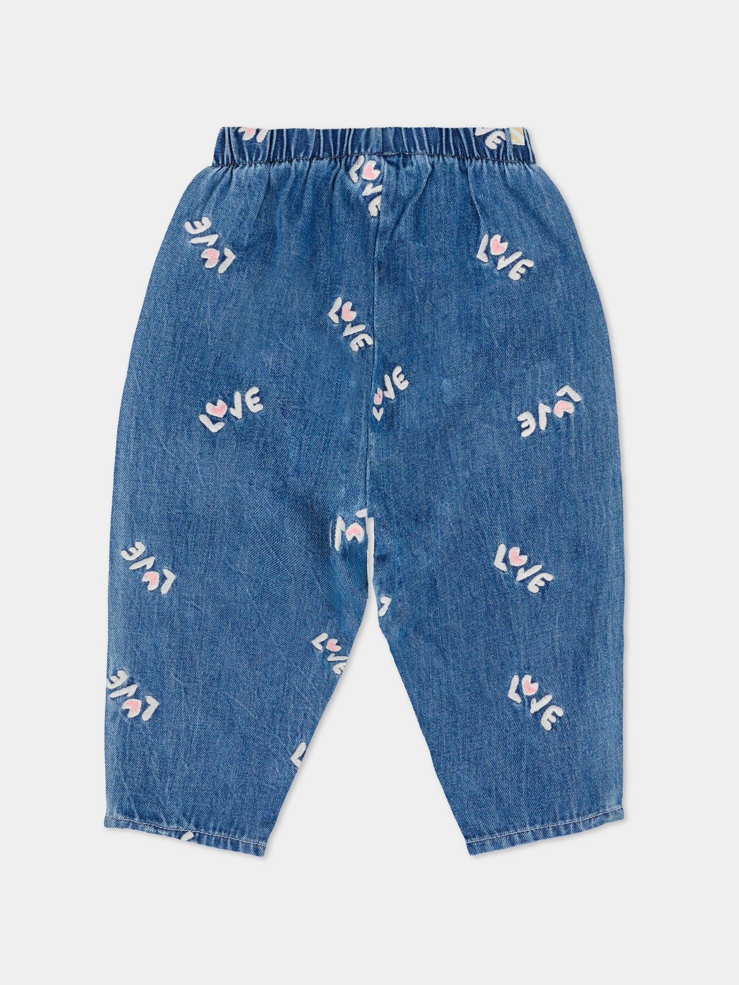 Jeans denim per neonata con scritta all over,Billieblush,U21450 Z10