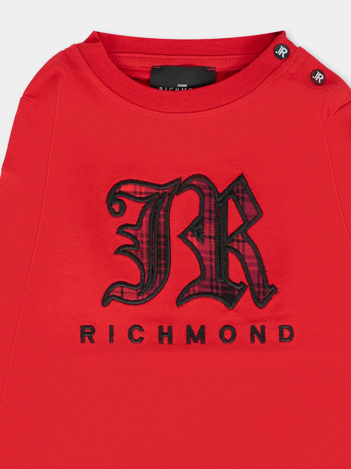 T-shirt rossa per neonato con logo ricamato,Richmond,RIA25035TS CHERRY BARBADOS