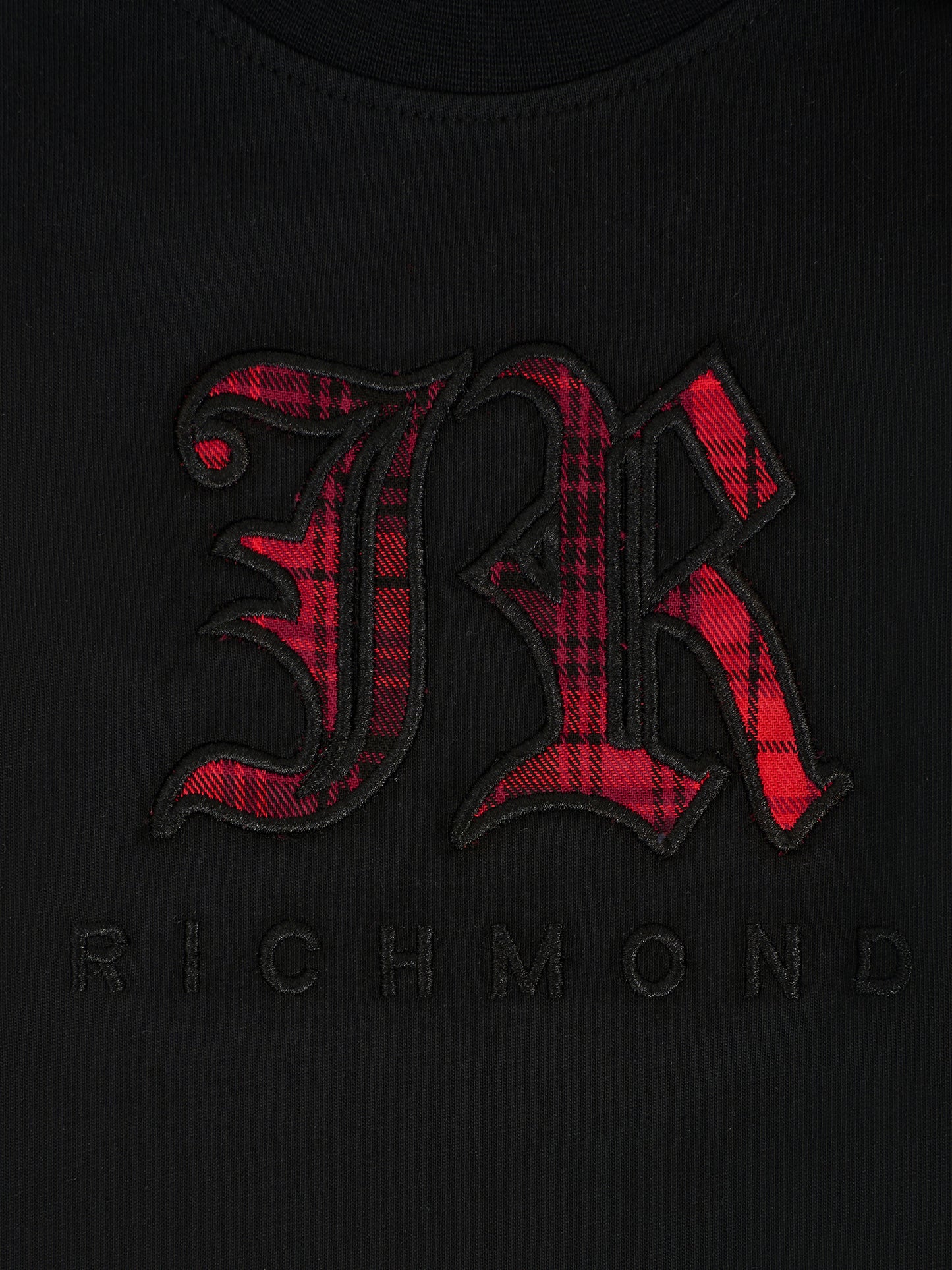 T-shirt nera per neonato con logo ricamato,Richmond,RIA25035TS BLACK