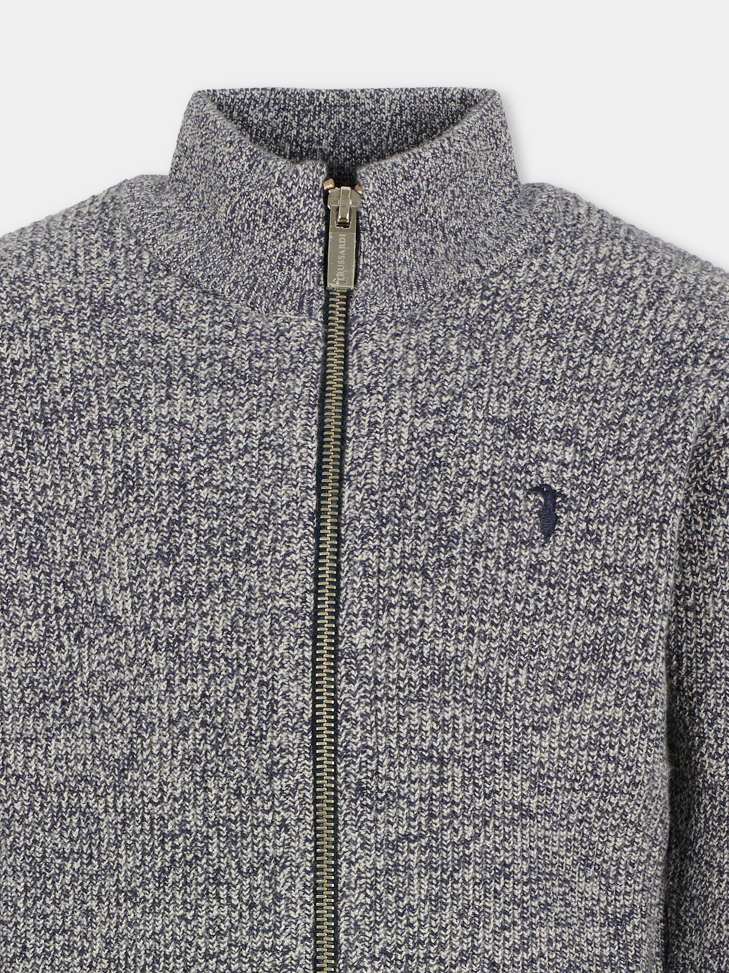 Cardigan blu per bambino con logo,Trussardi Junior,TBA25018CD PEACOAT