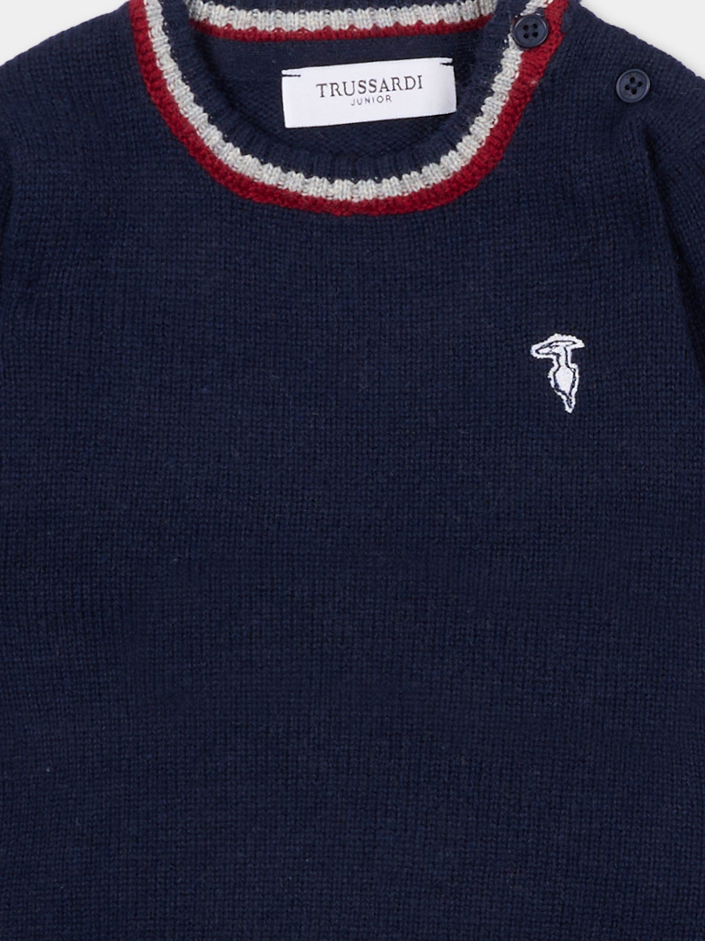 Maglione blu per neonato con logo,Trussardi Junior,TIA25051MA PEACOAT
