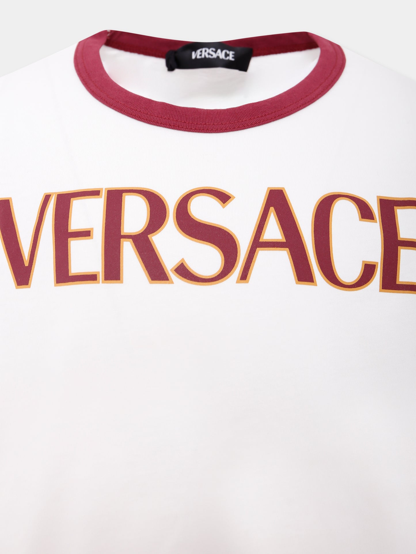 T-shirt avorio con logo bordeaux per bambini,Versace,1020651 1A14933 6WH20