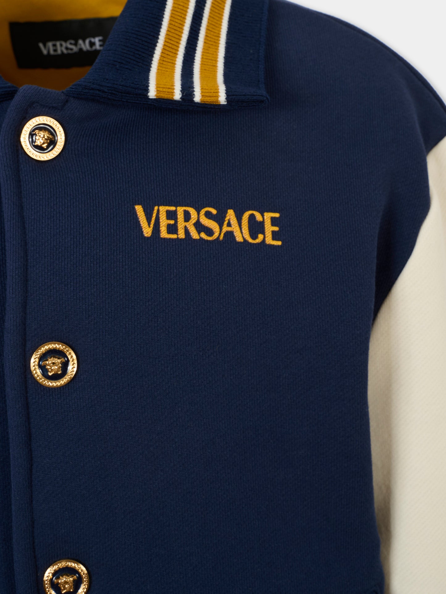 Bomber blu per bambini con '90 Vintage Logo,Versace,1019991 1A14908 6UD30