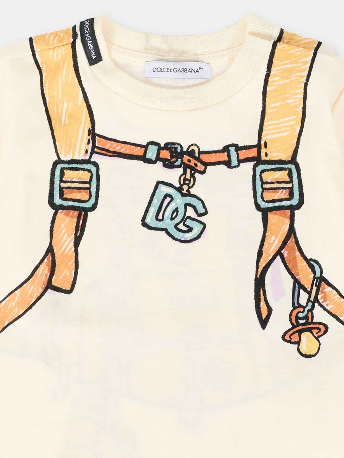 T-shirt avorio per neonato con stampa esploratore,Dolce & Gabbana Kids,L1JTEY II7IP HH5RX