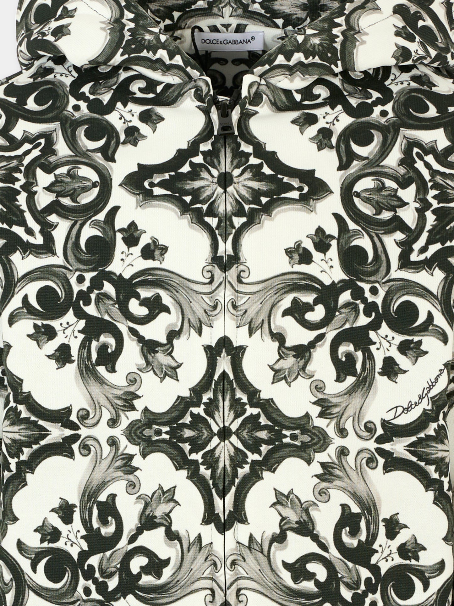 Felpa bianca per bambino con stampa maioliche,Dolce & Gabbana Kids,L4JWKG II7HR IZ3TN