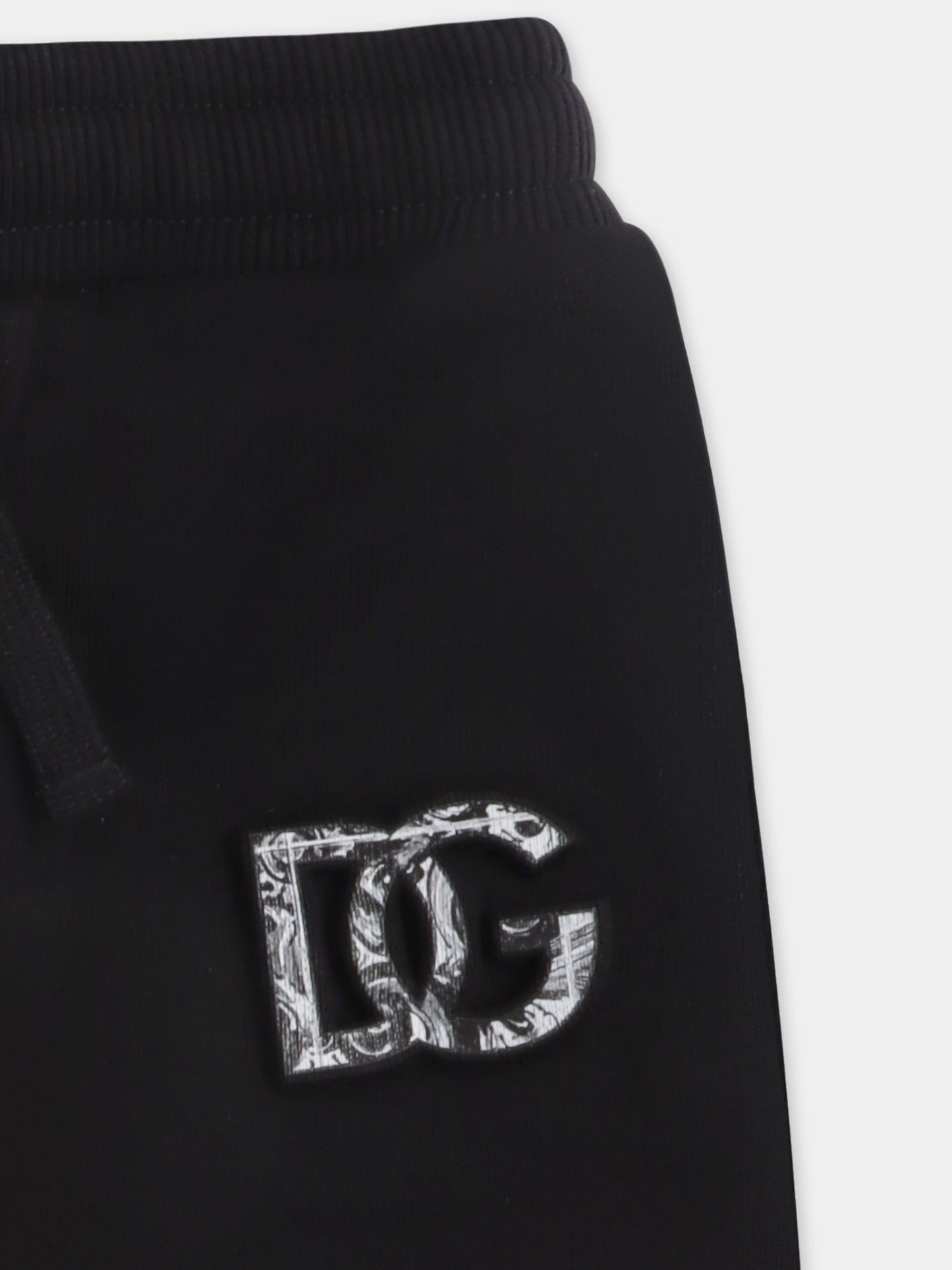 Pantaloni neri per neonato con logo DG,Dolce & Gabbana Kids,L1JPJT G7PEM N0000