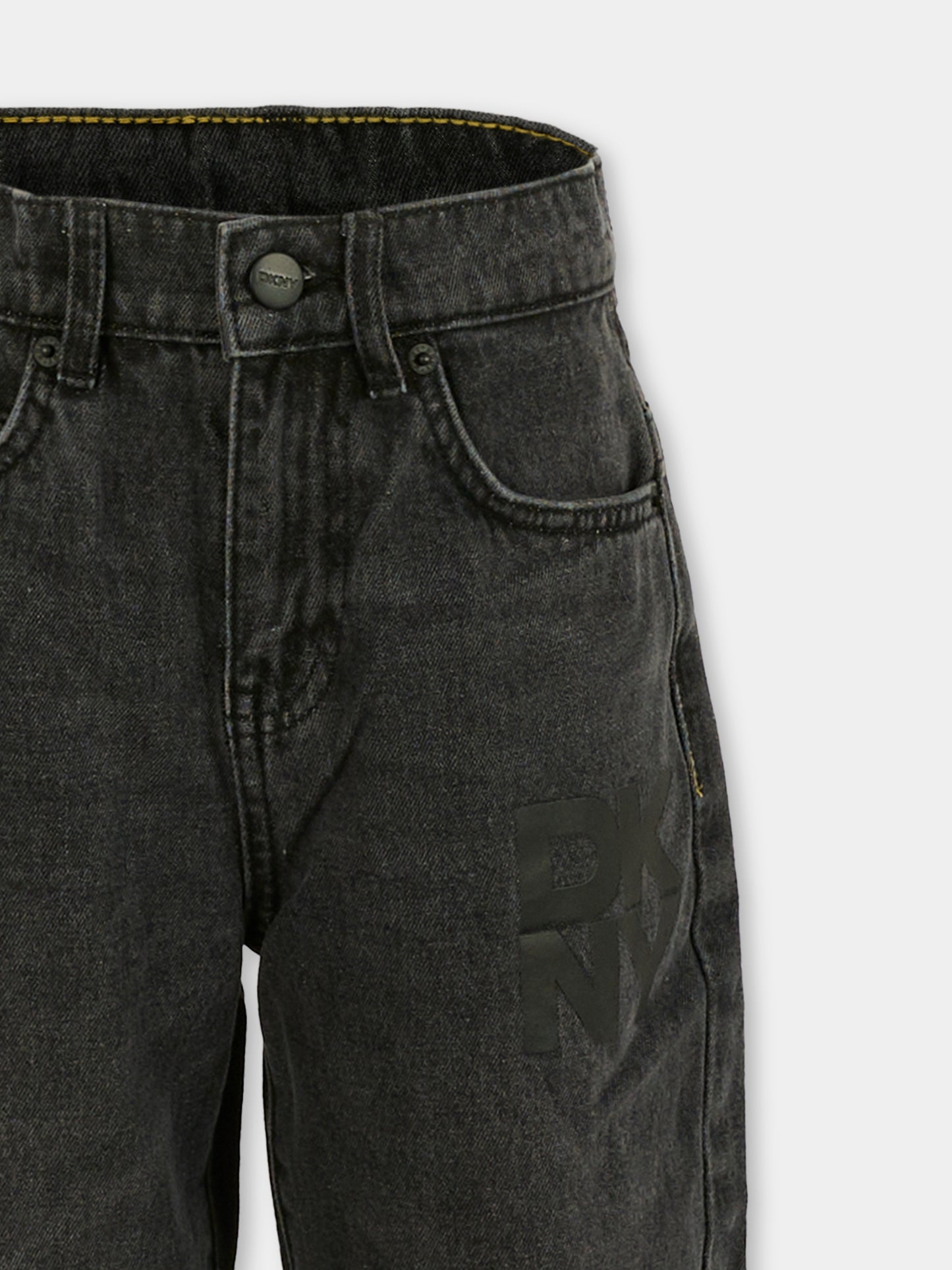 Jeans neri per bambina con logo nero,Dkny,D62425 Z11