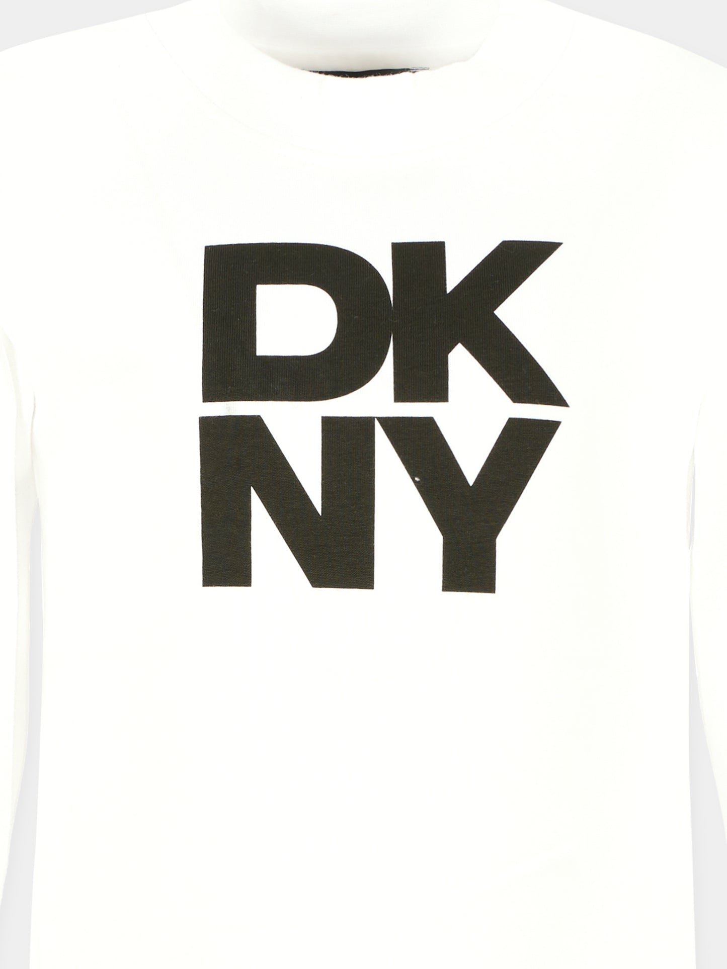 T-shirt bianca per bambina con logo nero,Dkny,D62457 10P