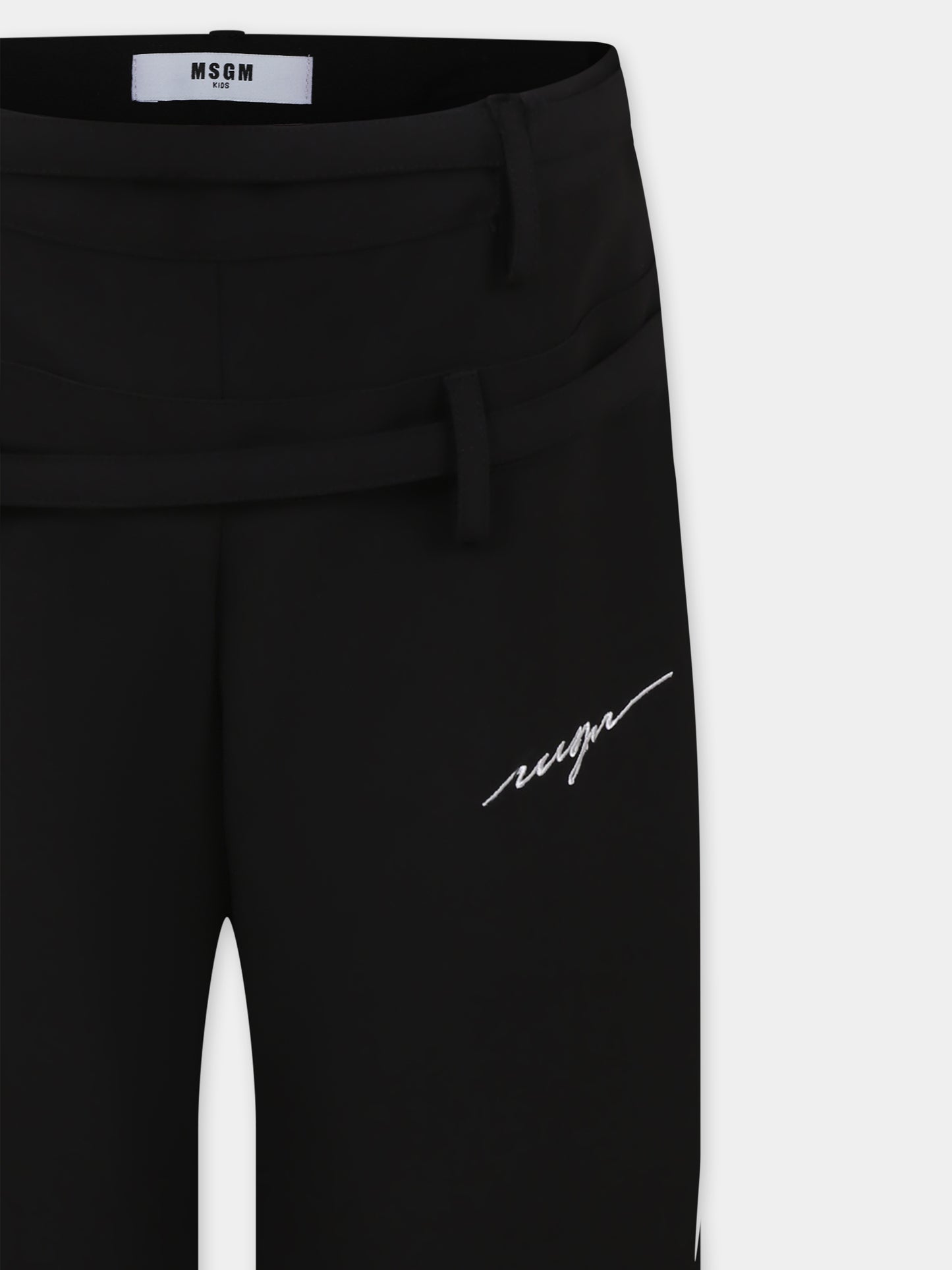 Pantaloni neri per bambina con logo,Msgm Kids,F4MSJGPA146 110