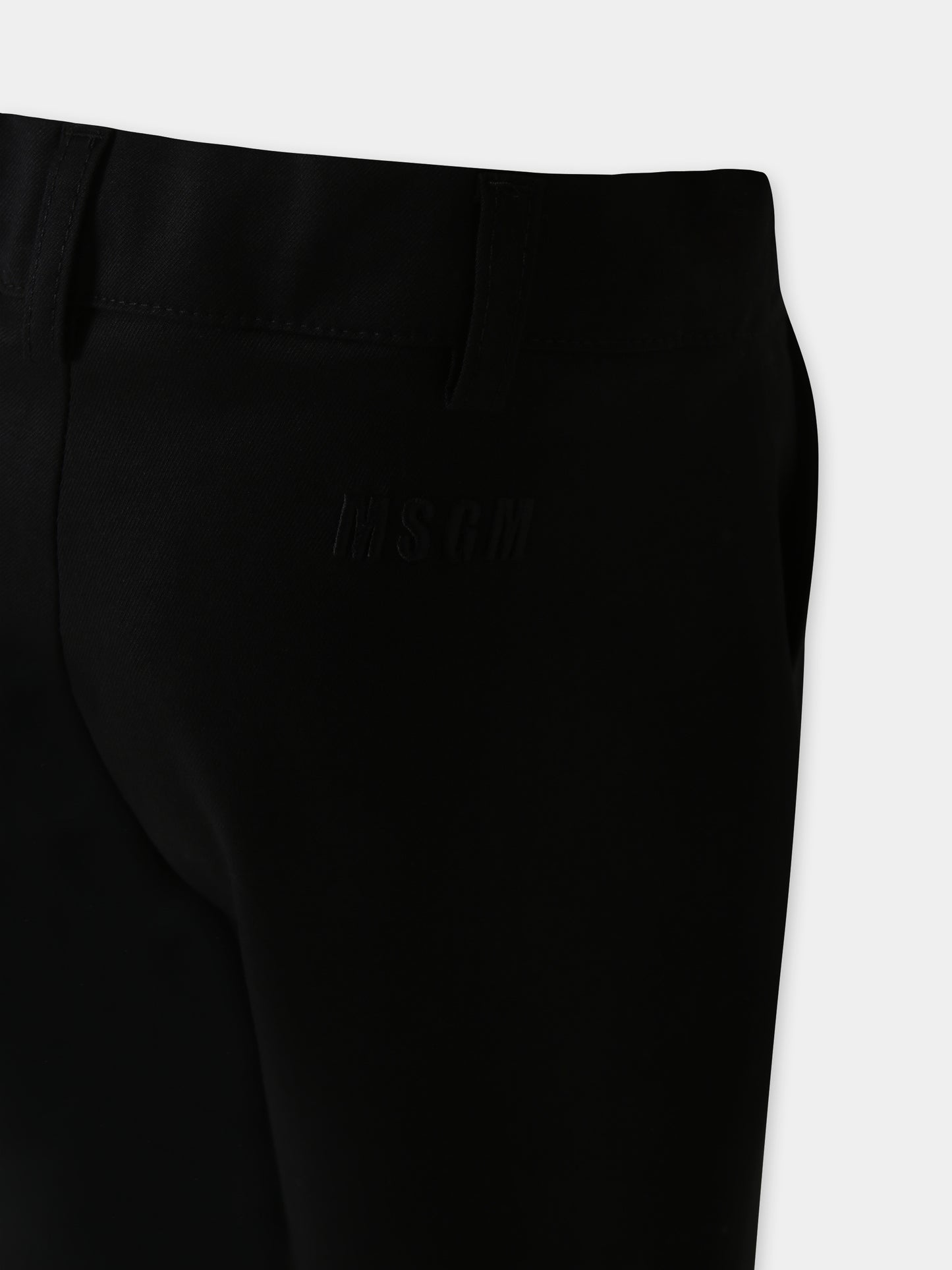 Pantaloni neri per bambina con strass e logo,Msgm Kids,F4MSJGPA187 110