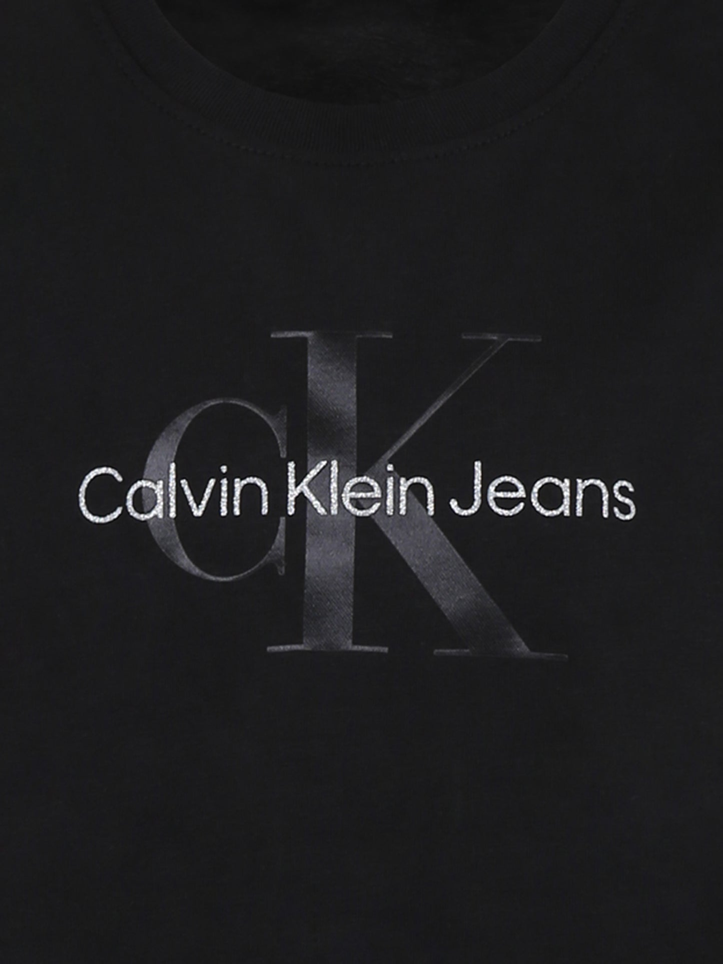 T-shirt nera per bambina con logo e lurex,Calvin Klein Kids,IG0IG02529 BEH