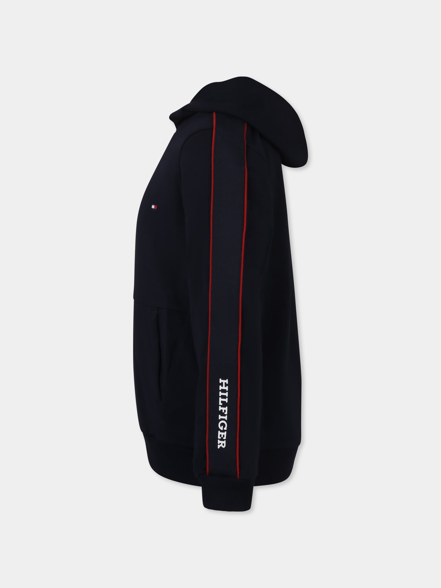 Felpa blu per bambino con bandierina e logo,Tommy Hilfiger Junior,KB0KB09054 DW%