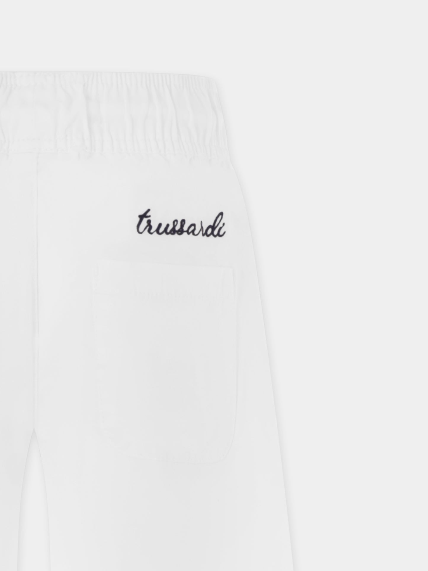 White shorts for boy with logo