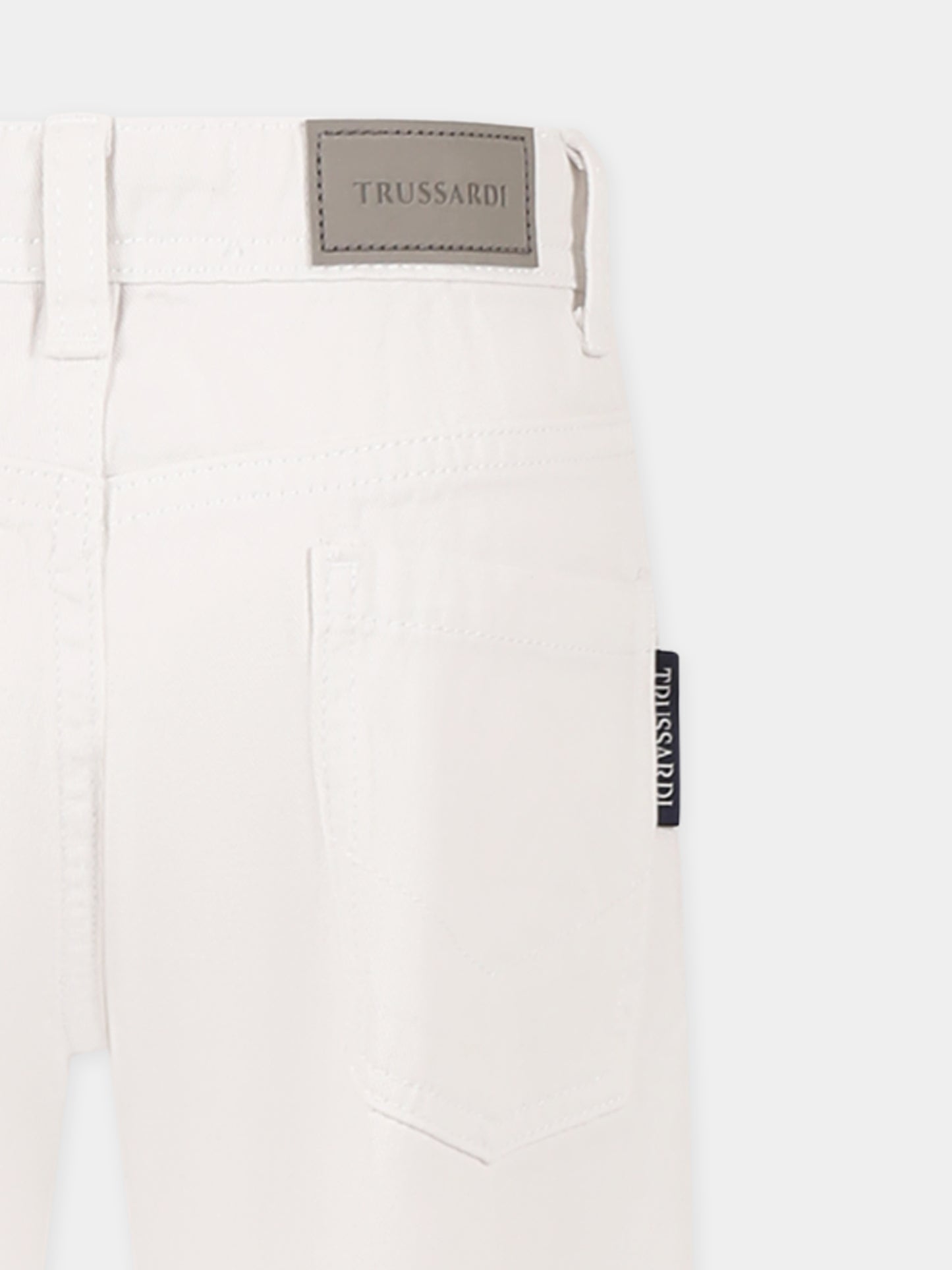 Pantaloni bianchi per bambino con logo,Trussardi Junior,TBP25134PA WHITE