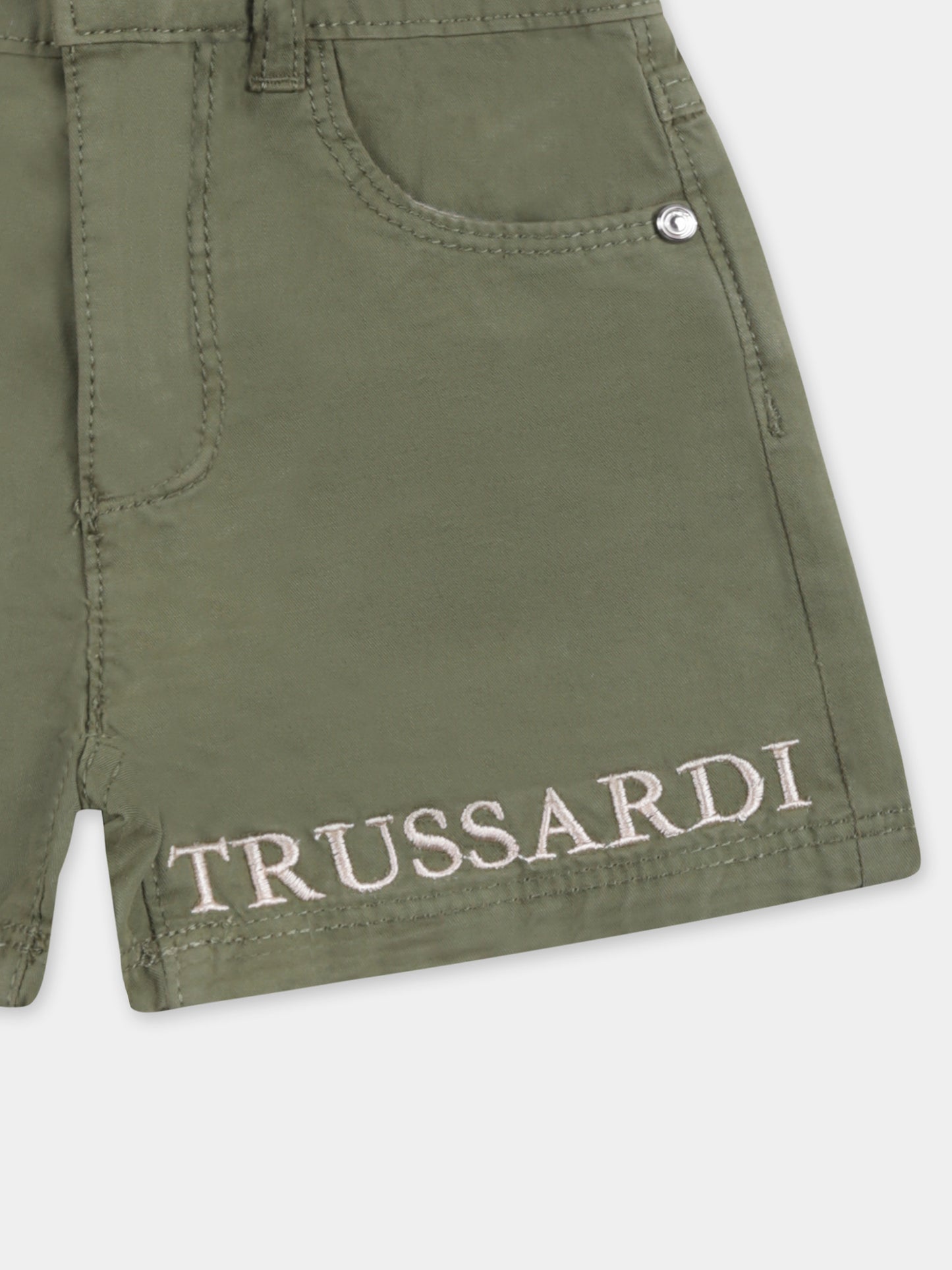 Shorts verdi per neonato con logo,Trussardi Junior,TIP25041BE GREEN ALOE