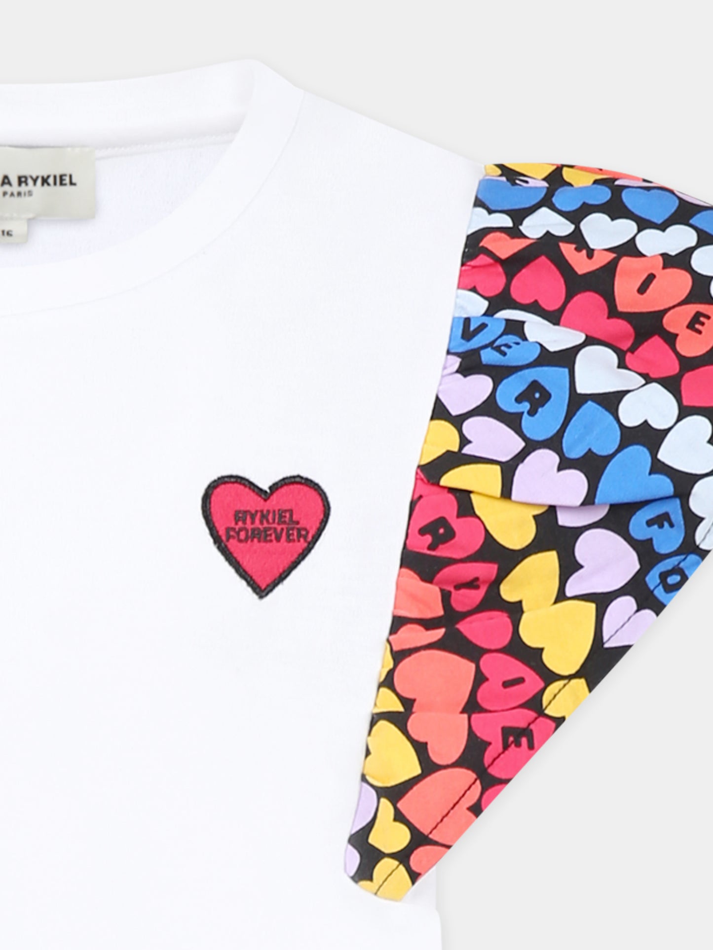 T-shirt bianca per bambina con cuori,Sonia Rykiel Paris,A00173 10P
