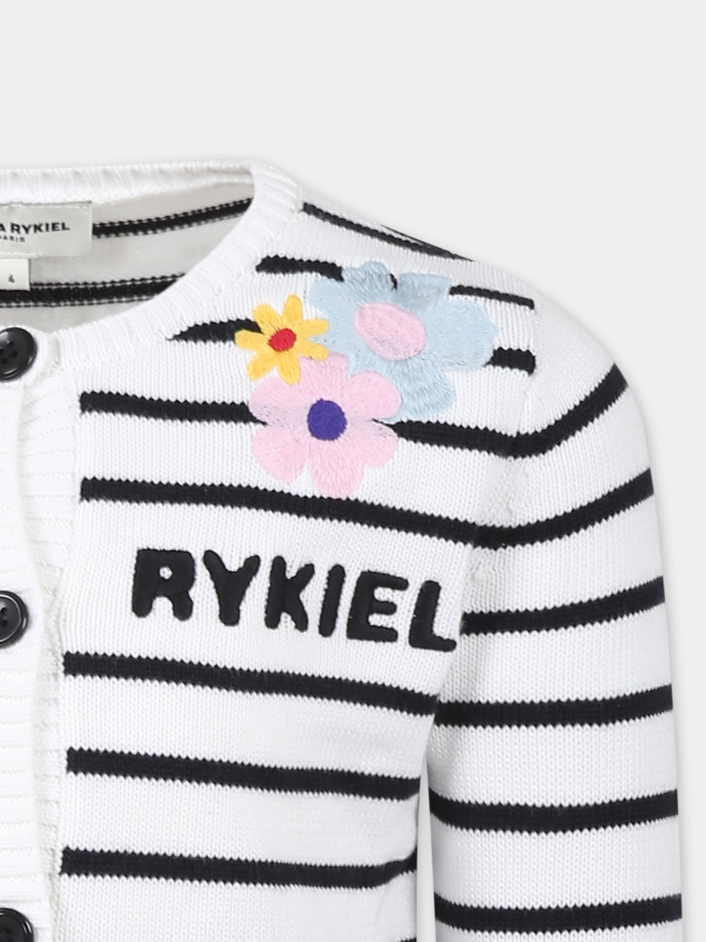 Cardigan bianco per bambina con logo,Sonia Rykiel Paris,A00179 10P