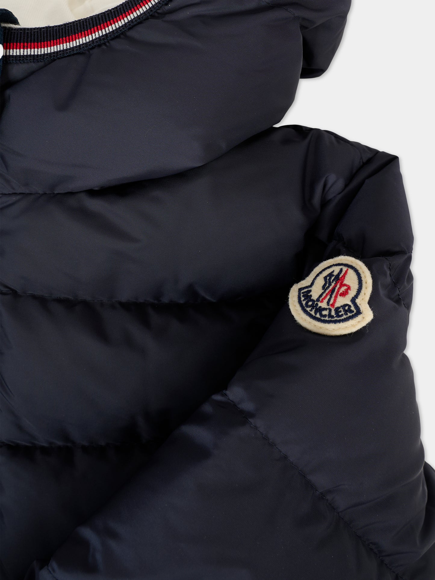 Piumino Saito blu per neonato con logo,Moncler Kids,K2951 1C00002 53A5E 742