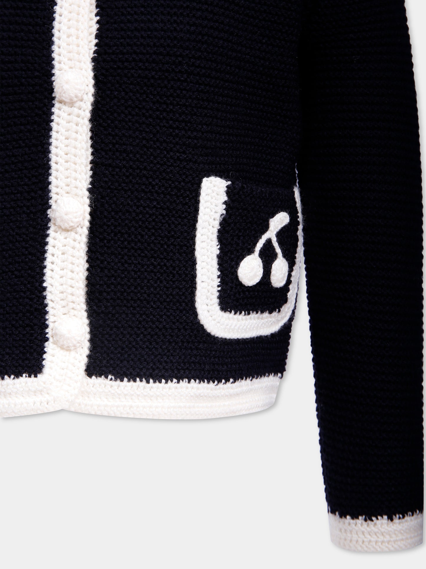 Cardigan blu per bambina con ciliegie,Bonpoint,W05GCAK00007 070