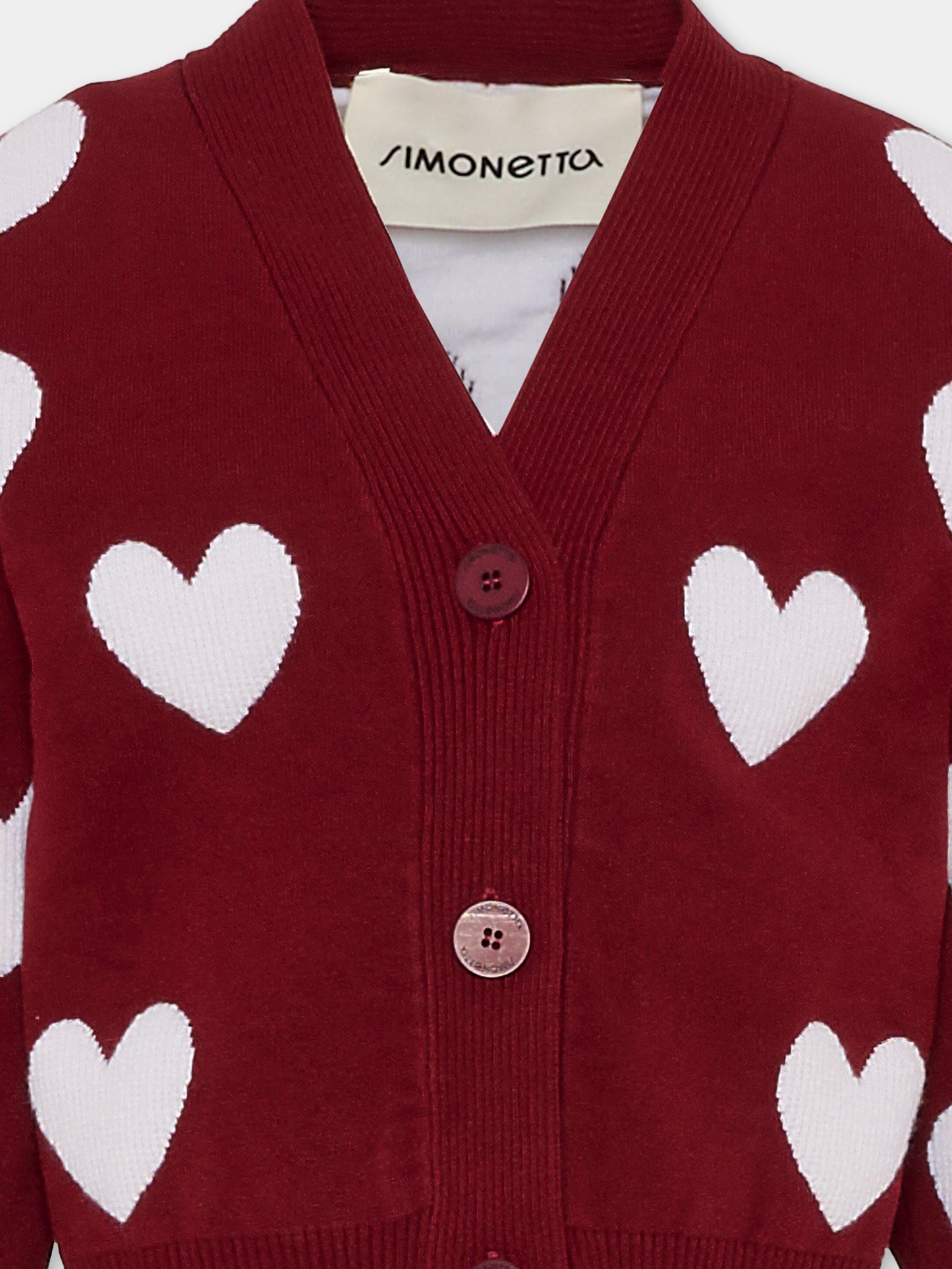 Cardigan bordeaux per bambina con cuore,Simonetta,SX2A60 X0001 562BC