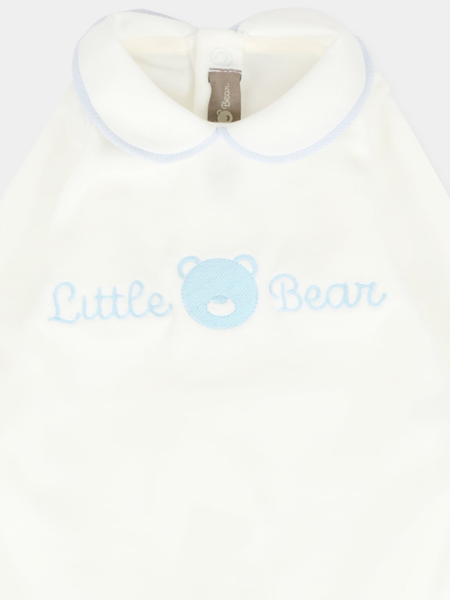 Tutina avorio per neonato con logo e orsetto,Little Bear,2021 LATTE/CIELO