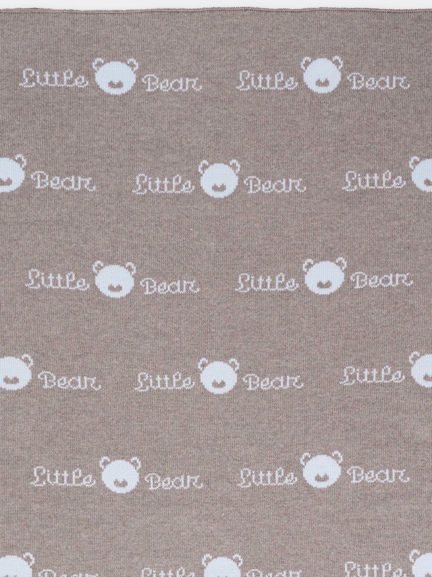 Coperta tortora per neonato con logo,Little Bear,2109 TORTORA/CIELO