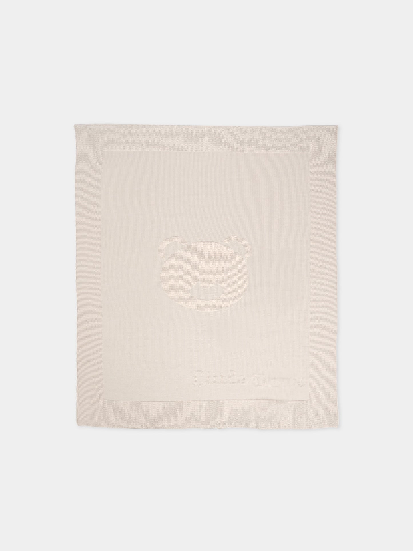 Coperta beige per neonati con orso e logo,Little Bear,2141 BURRO