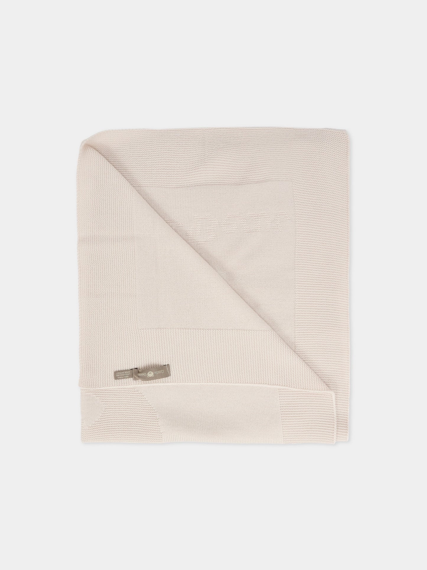 Coperta beige per neonati con orso e logo,Little Bear,2141 BURRO