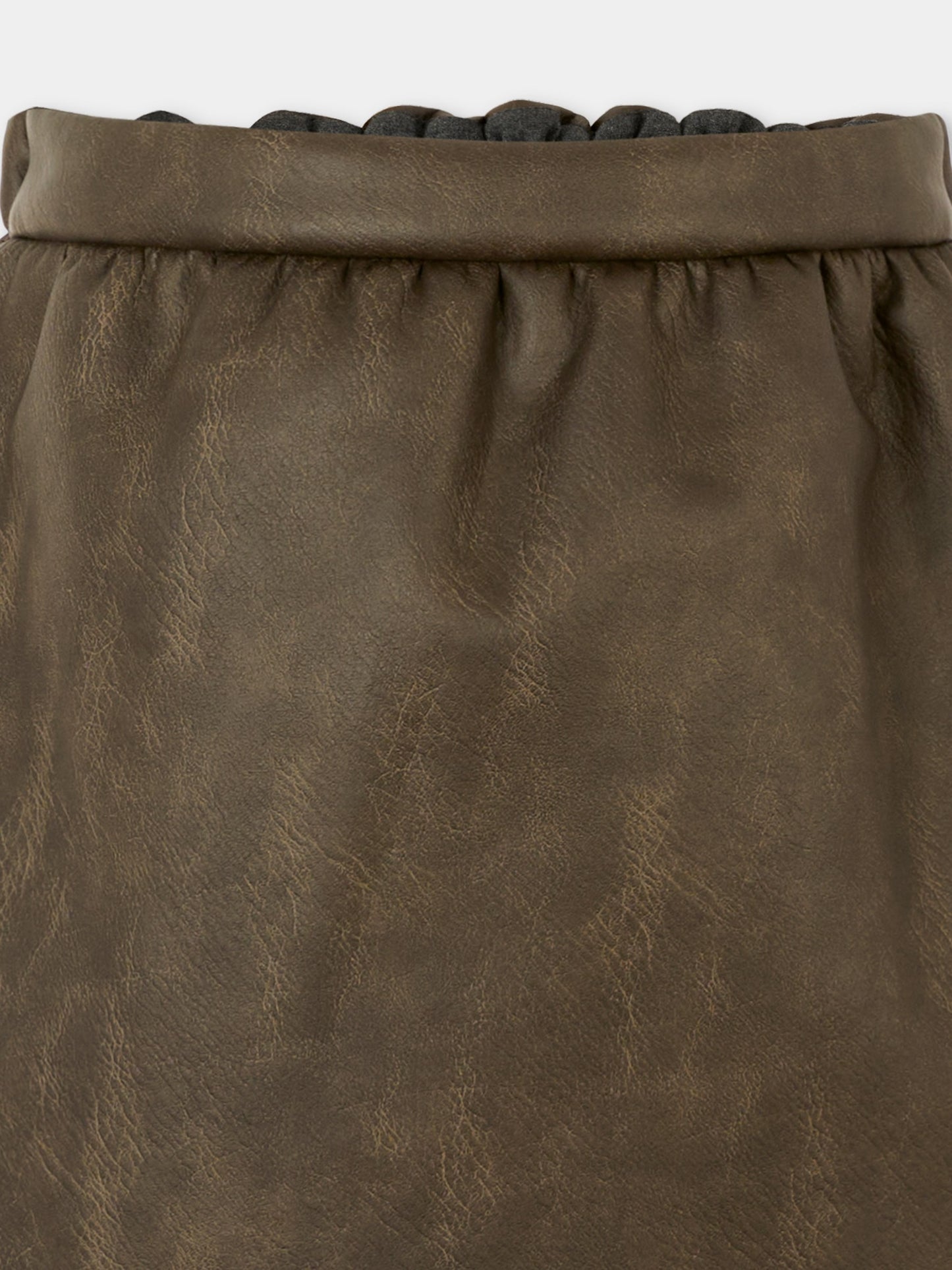 Gonna marrone per bambina con logo,Douuod Kids,DX7A01 H0072 320BG