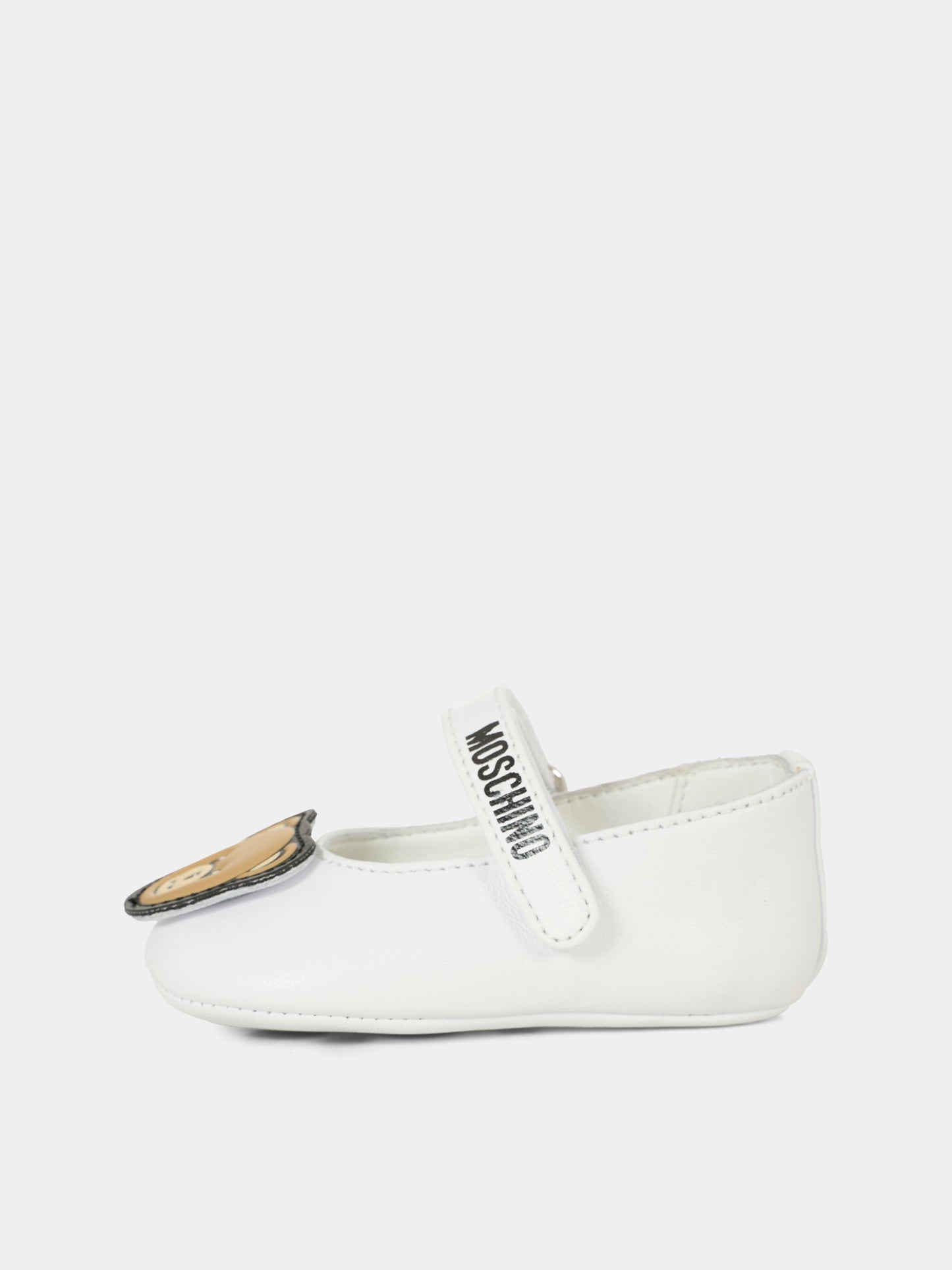 White ballet flats for girl with Teddy Bear