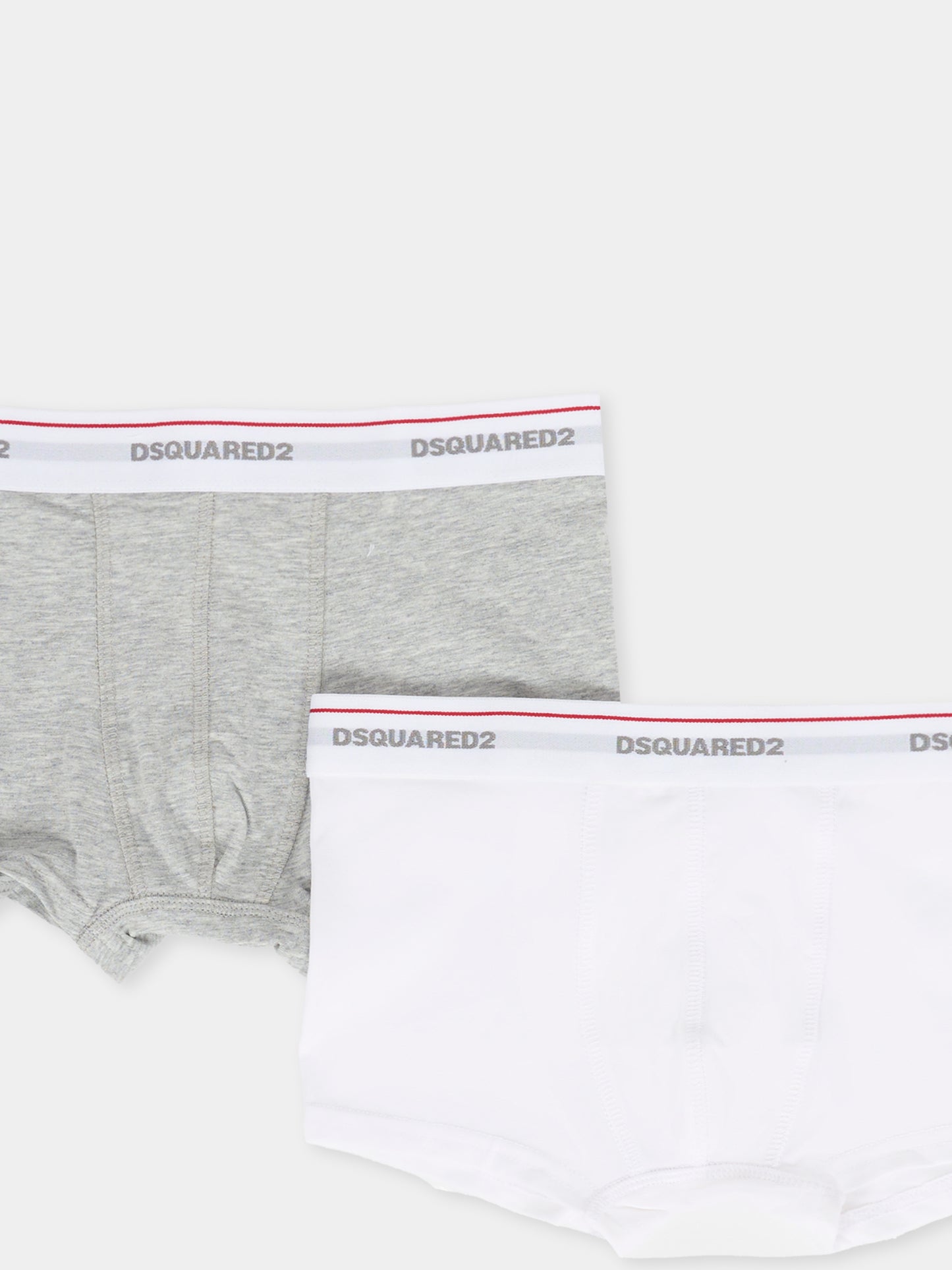 Set boxer bianco per bambino con logo,Dsquared2,DQ2479-D008J-DQC07