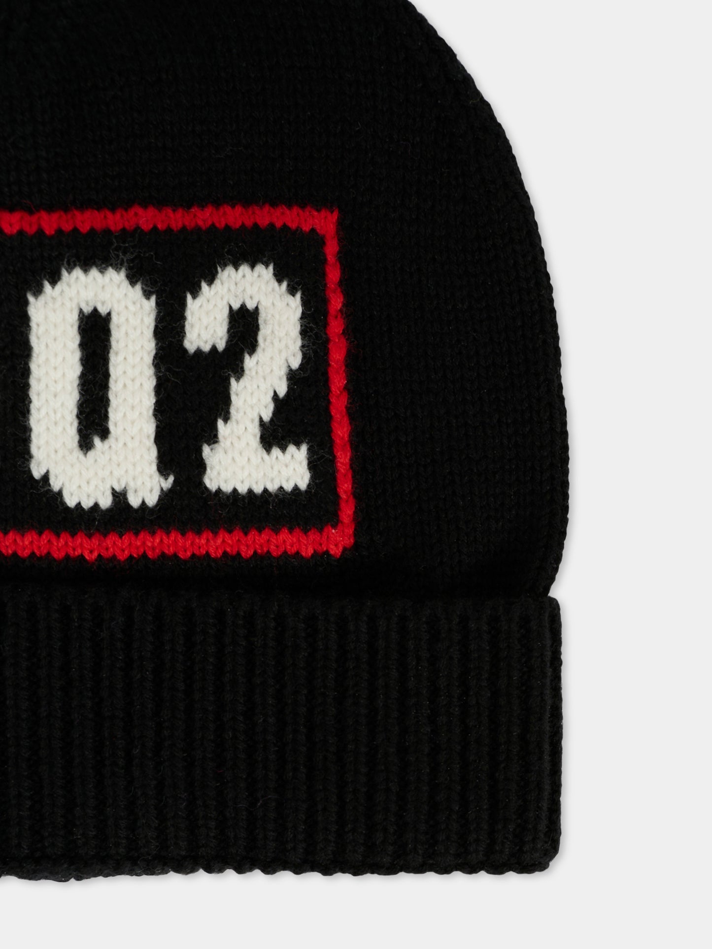 Berretto nero per bambino con logo,Dsquared2,DQ3122-D0AFJ-DQ900