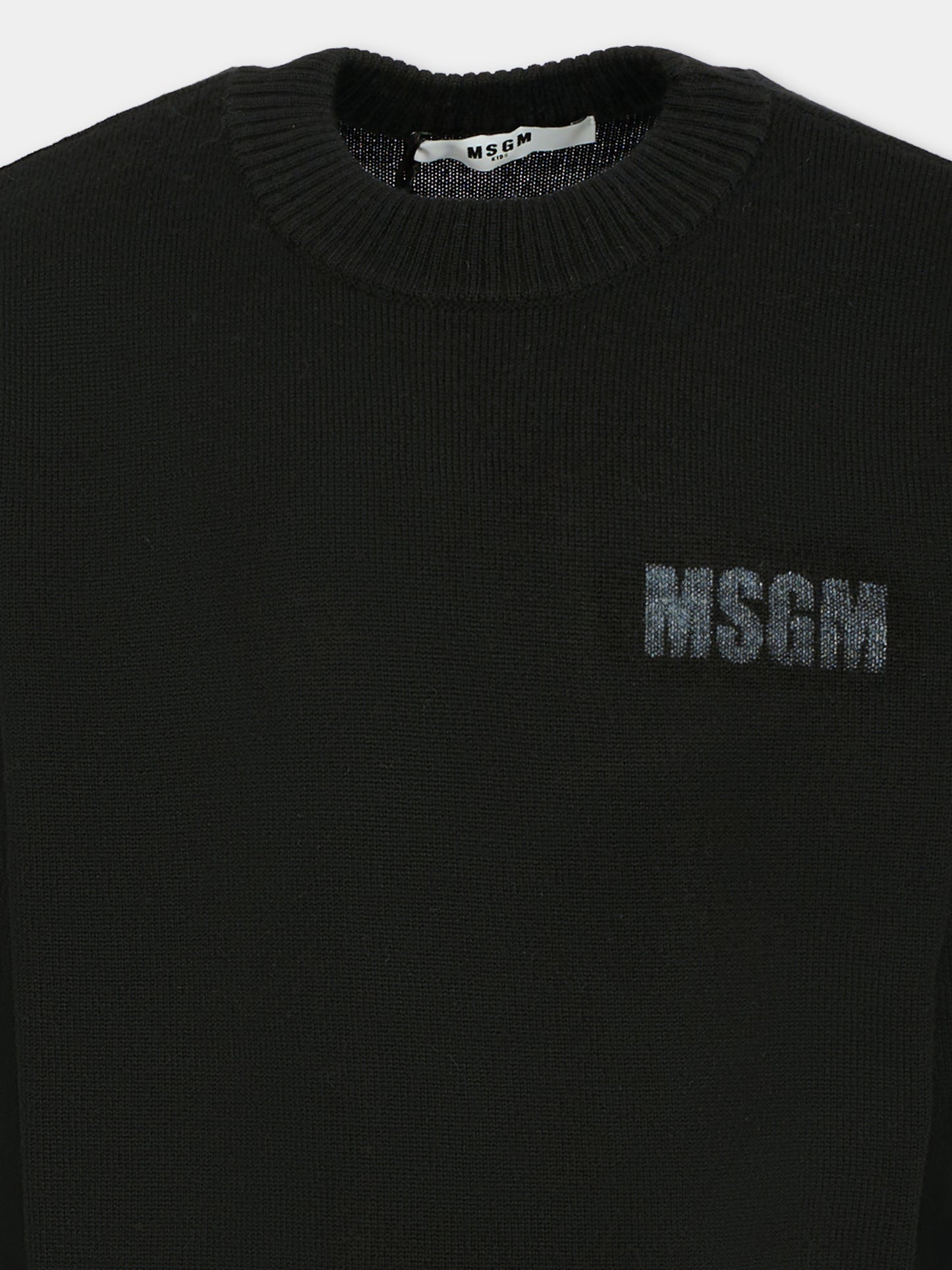 Maglione nero per bambini con logo,Msgm Kids,F5MSJUJP086 110