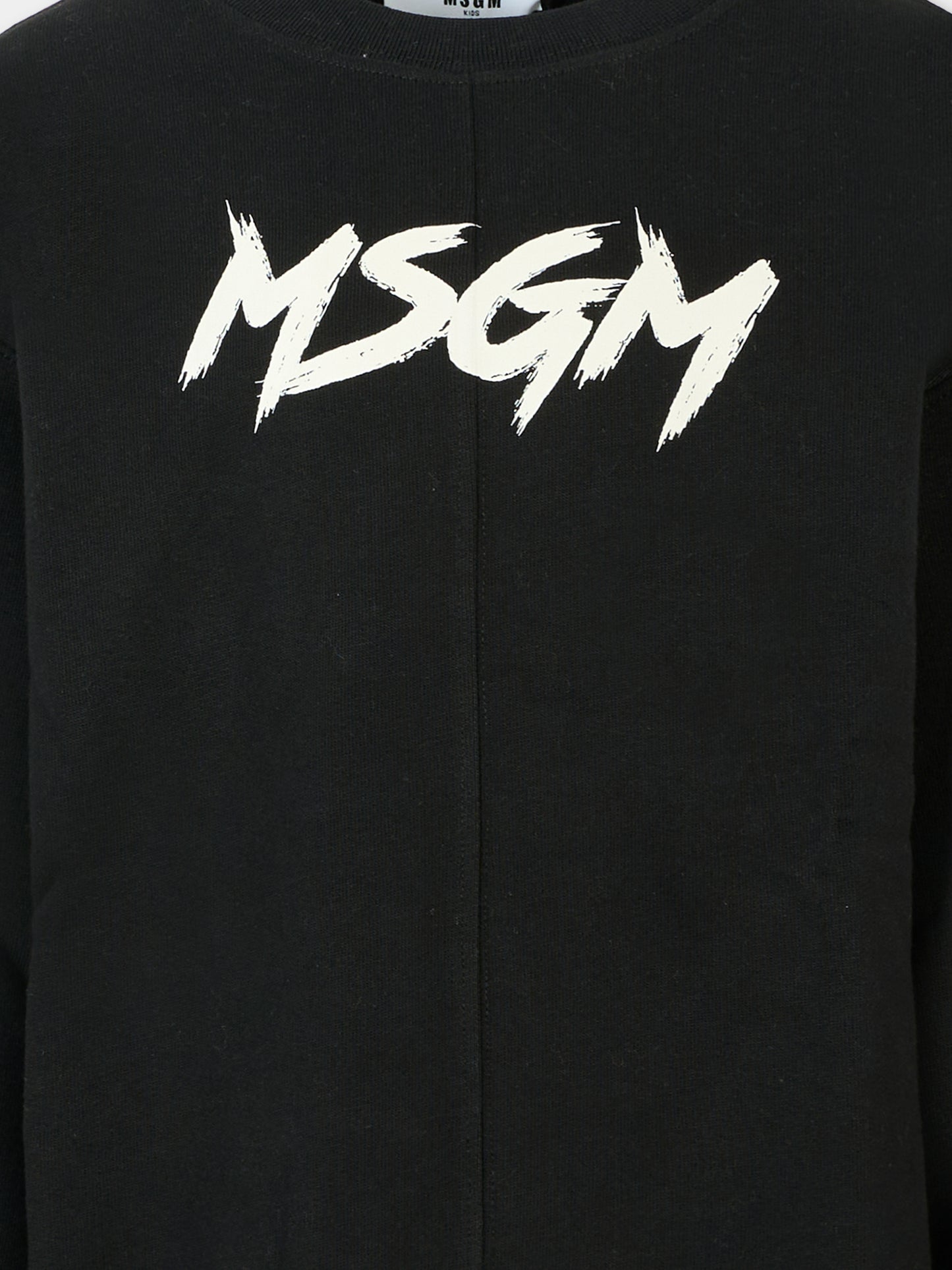 Felpa nera per bambini con logo bianco,Msgm Kids,F5MSJUSW049 110/38