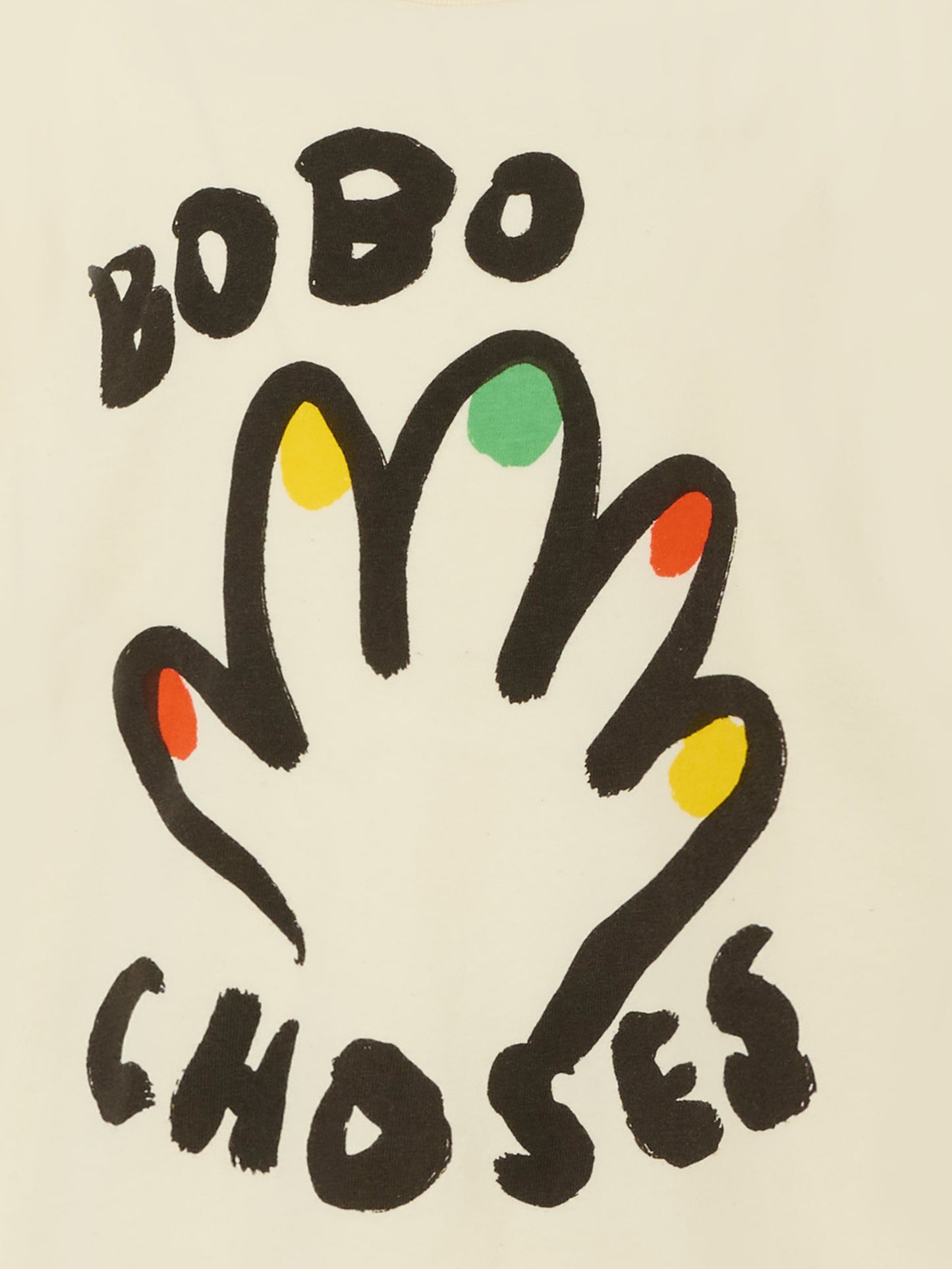 T-shirt avorio per bambini con mano e logo,Bobo Choses,B225AC004
