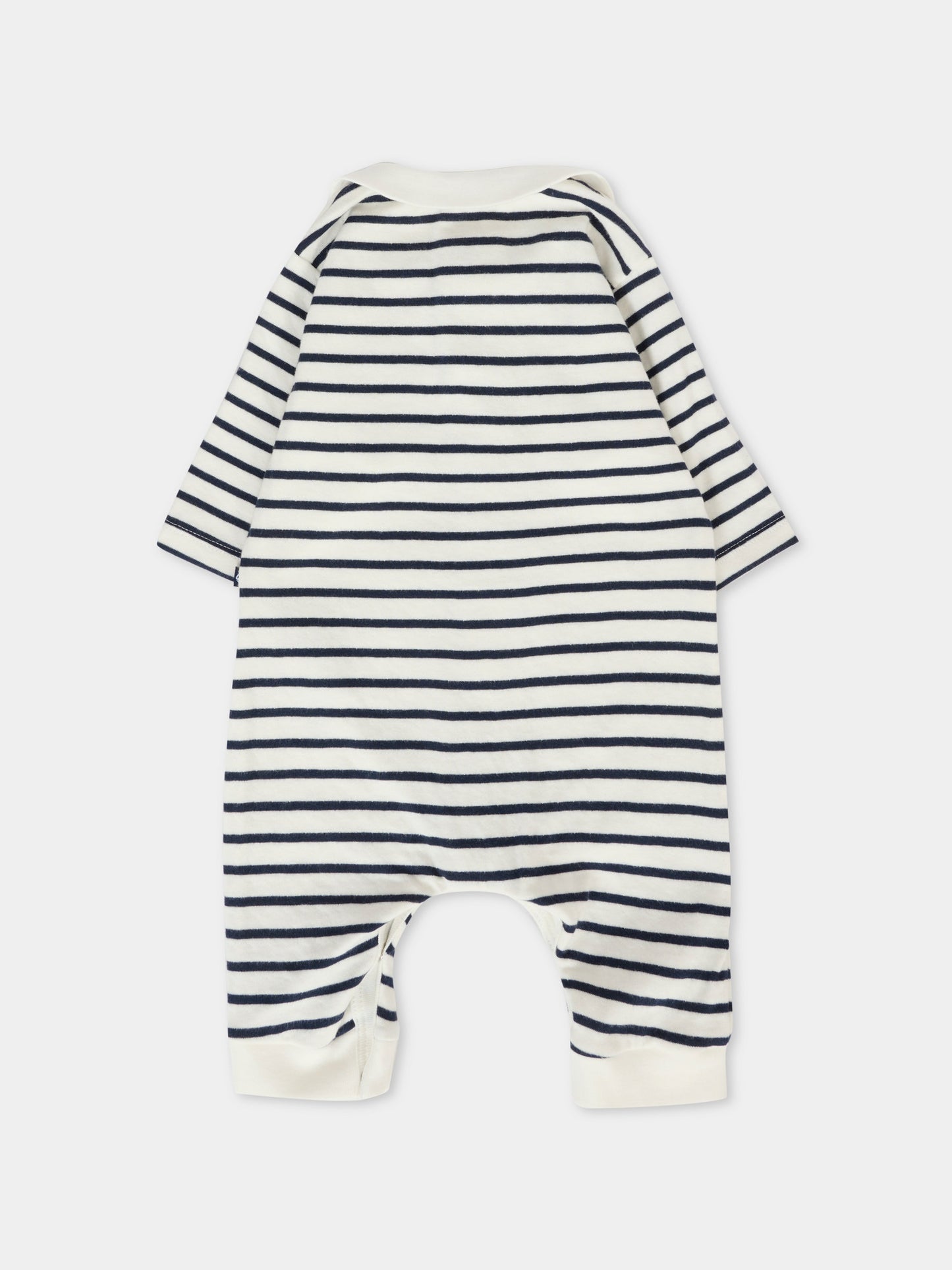Tutina bianca a righe per neonato con logo,Petit Bateau,A0EKQ 01