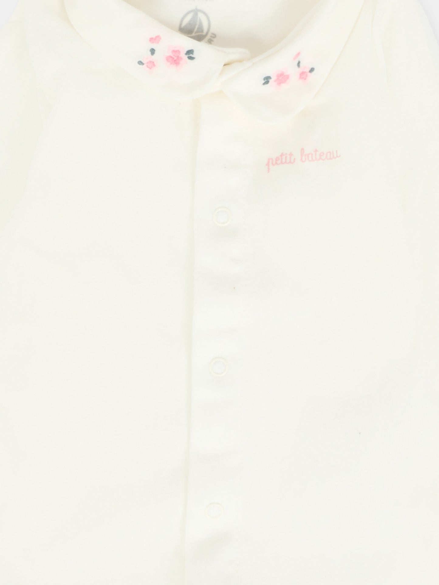 Body avorio per neonata con fiori ricamati,Petit Bateau,A0EKL 03